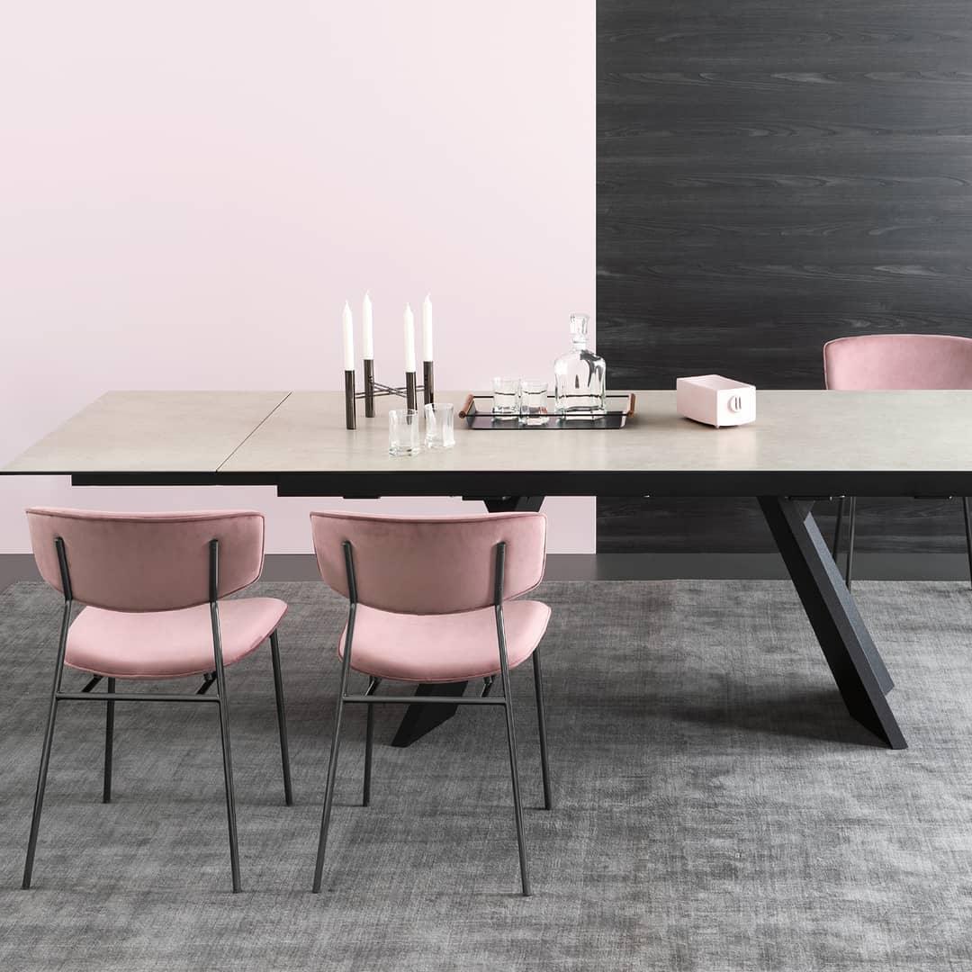 Stół prostokątny rozkładany ICARO ciemnoszara ceramika – drewno, Calligaris