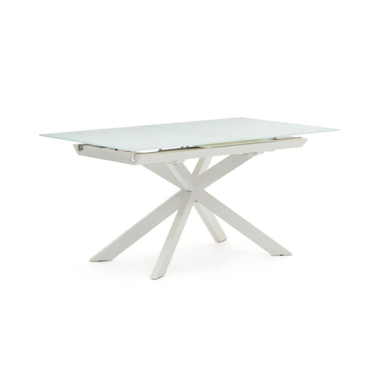 Stół rozkładany ATMINDA szklany blat z białą podstawą La Forma Eye on Design