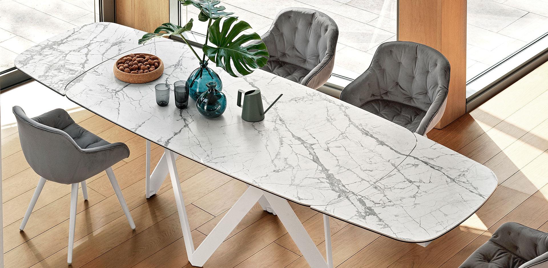 Stół rozkładany CARTESIO biały marmur Calligaris Eye on Design