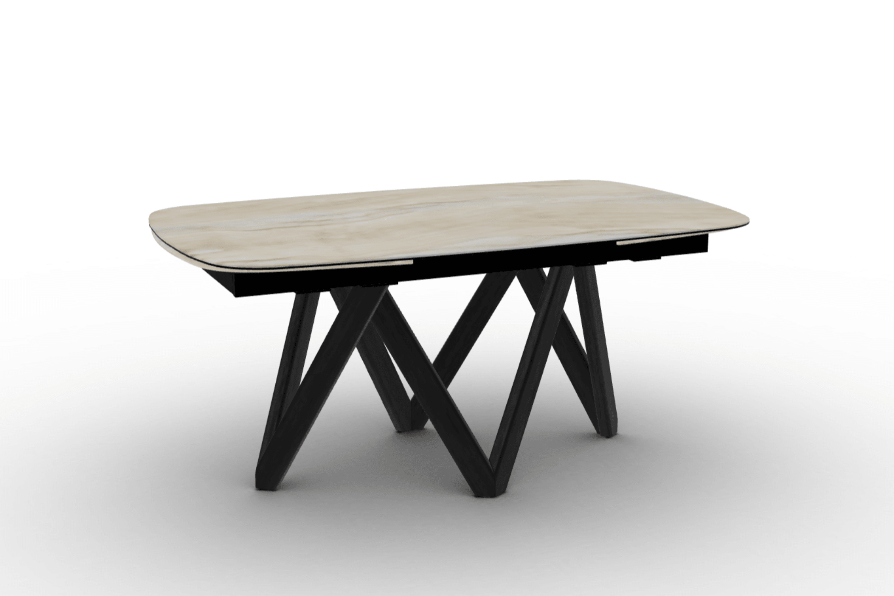 Stół rozkładany CARTESIO piaskowy marmur Calligaris 165 cm czarne matowe drewno Eye on Design