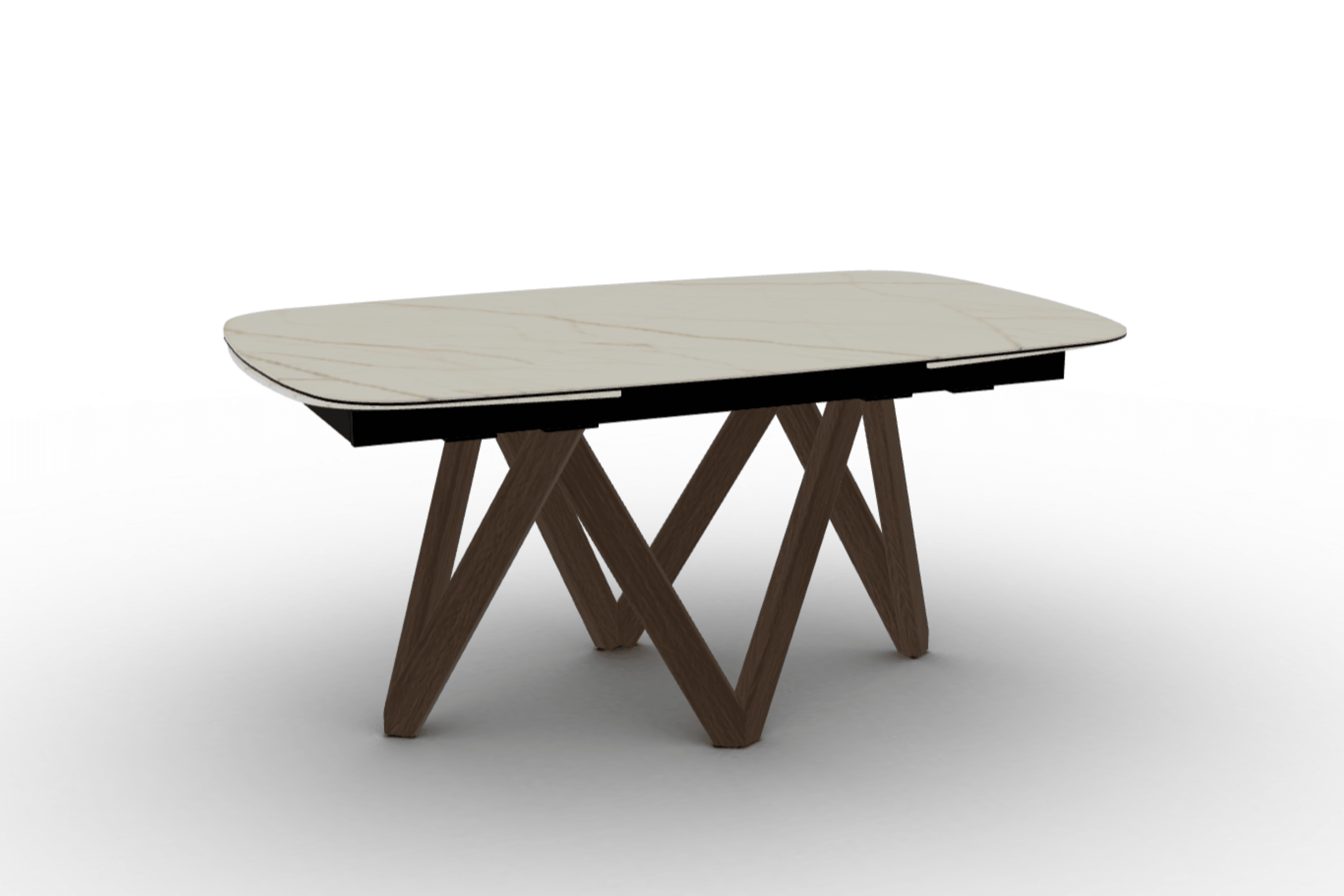 Stół rozkładany CARTESIO złoty marmur Calligaris 165 cm ciemnobrązowe drewno Eye on Design