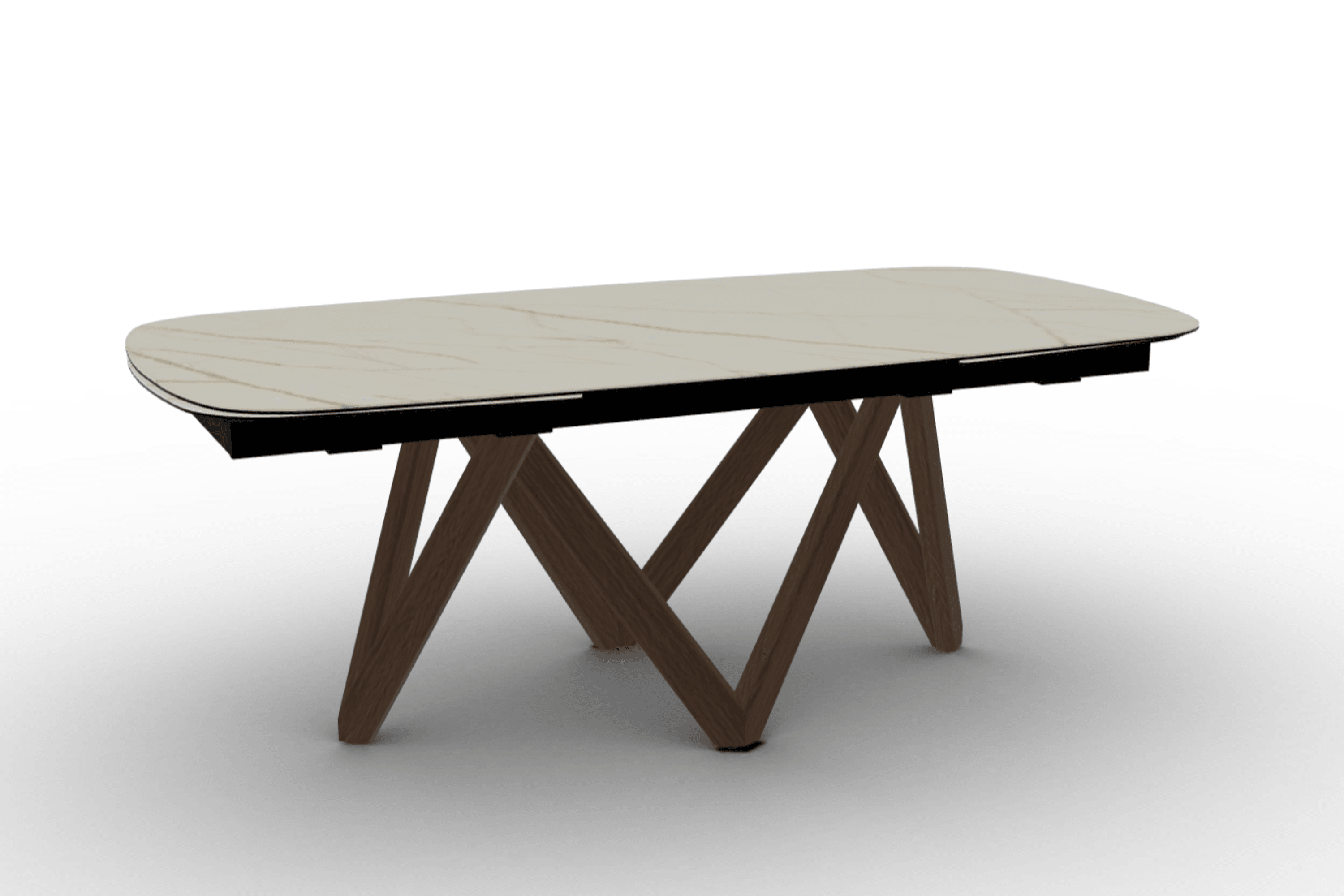 Stół rozkładany CARTESIO złoty marmur Calligaris 200 cm ciemnobrązowe drewno Eye on Design