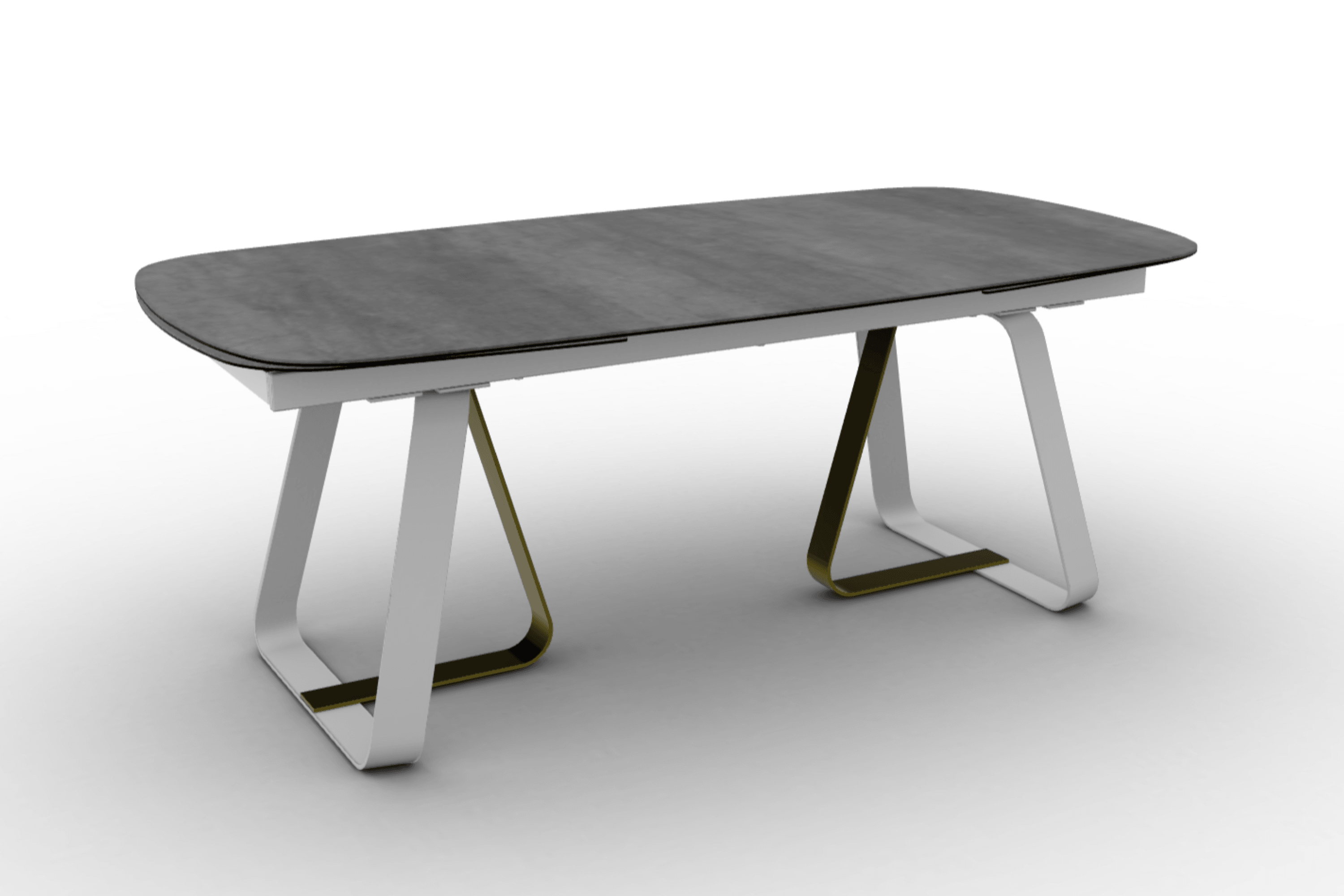 Stół rozkładany SUNSHINE cement Calligaris matowa biel matowy mosiądz Eye on Design