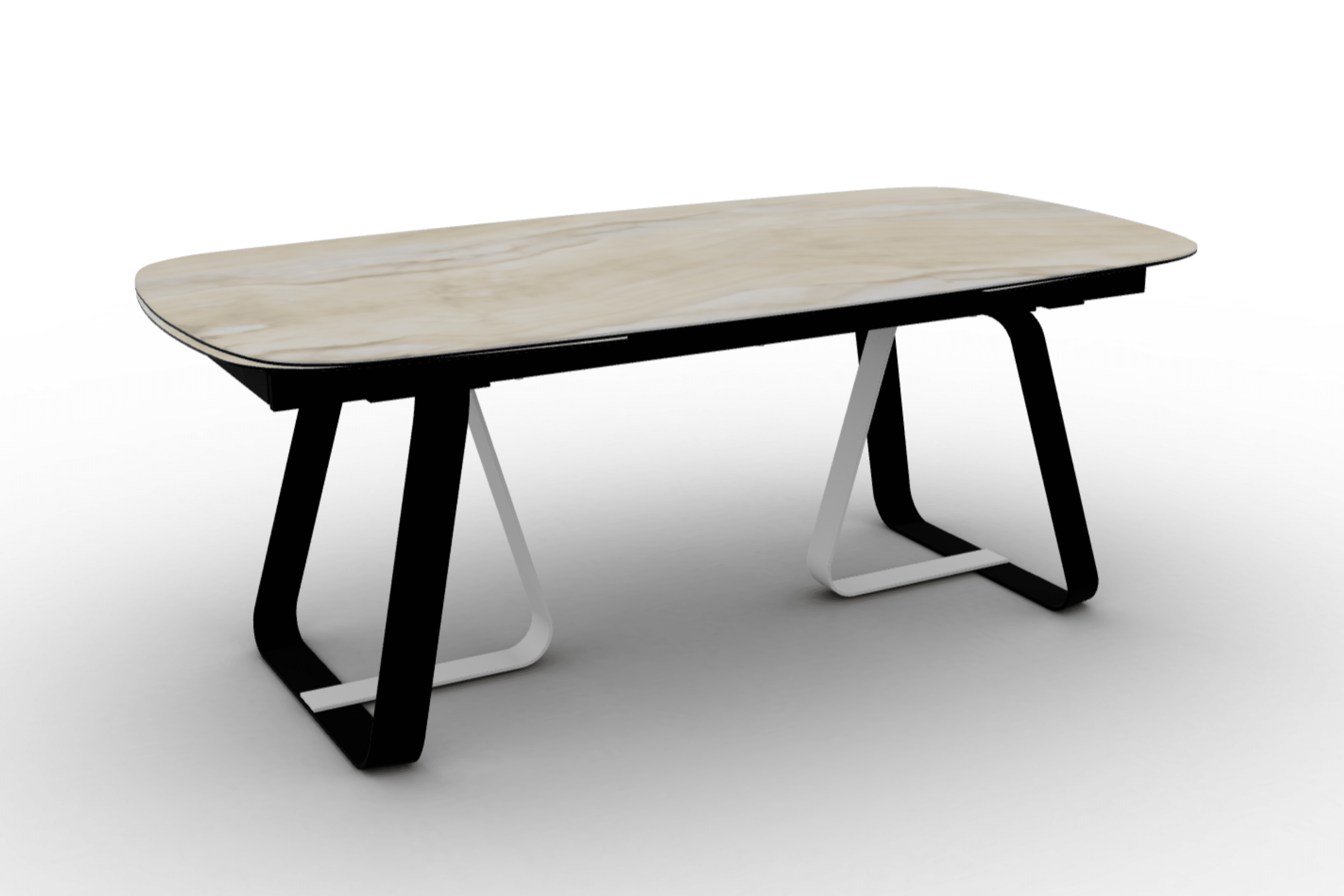 Stół rozkładany SUNSHINE piaskowy marmur Calligaris matowa czerń matowa biel Eye on Design
