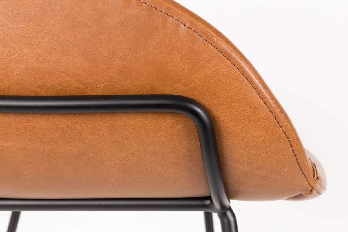 Stołek barowy niski FESTON ekoskóra brązowy Zuiver Eye on Design