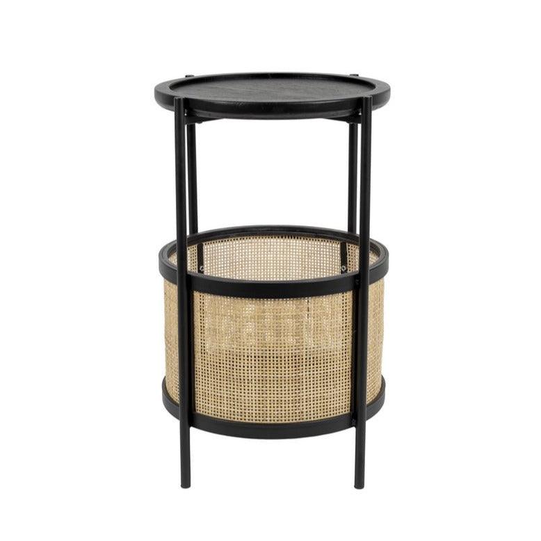 Stolik boczny MAKOTO czarny z rattanem White Label Living Eye on Design