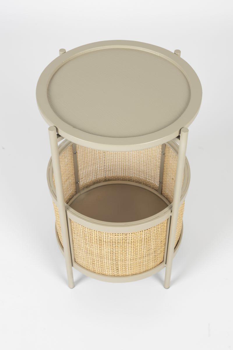 Stolik boczny MAKOTO piaskowy z rattanem White Label Living Eye on Design