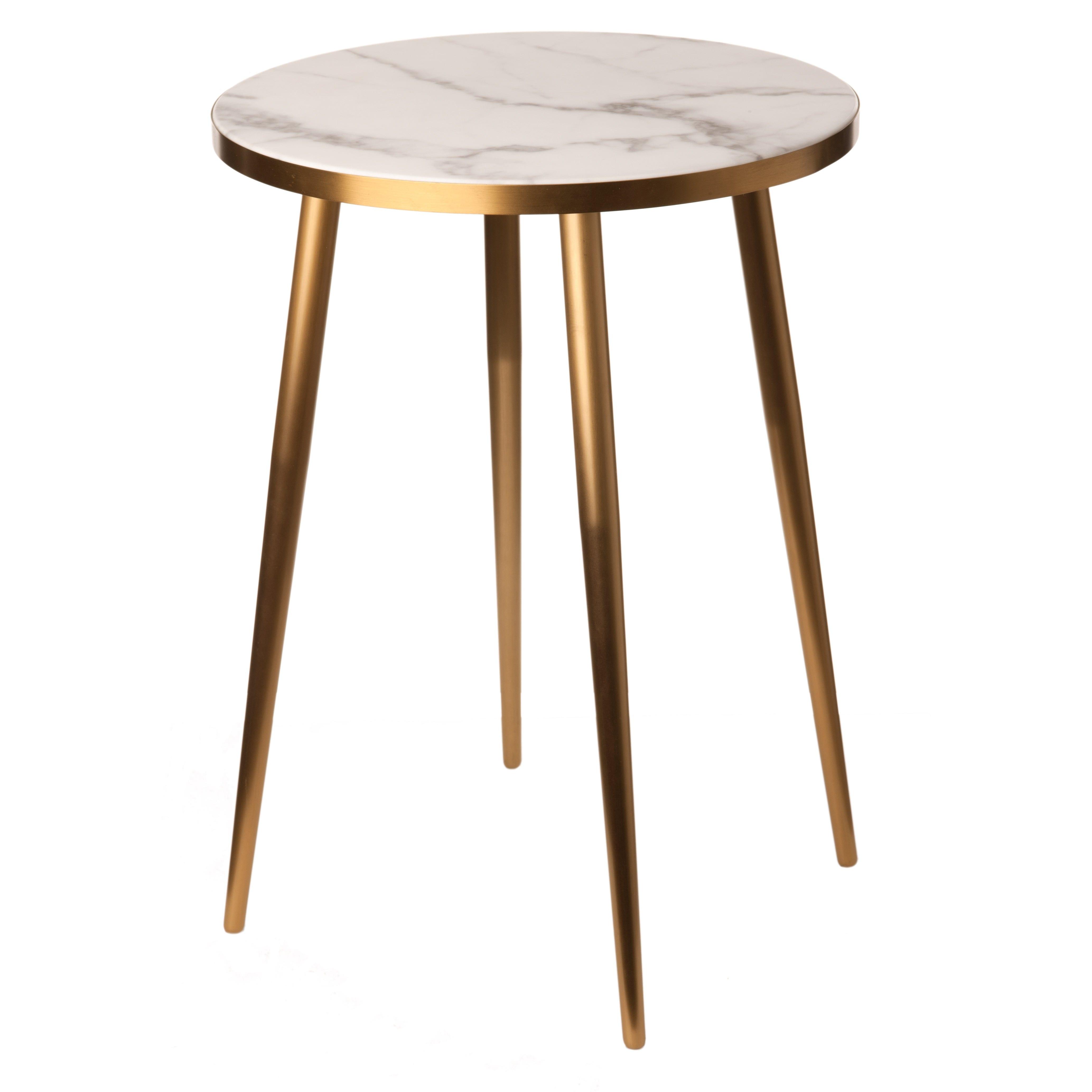 Stolik boczny MARBLE LOOK biały ze złotą podstawą Pols Potten Eye on Design