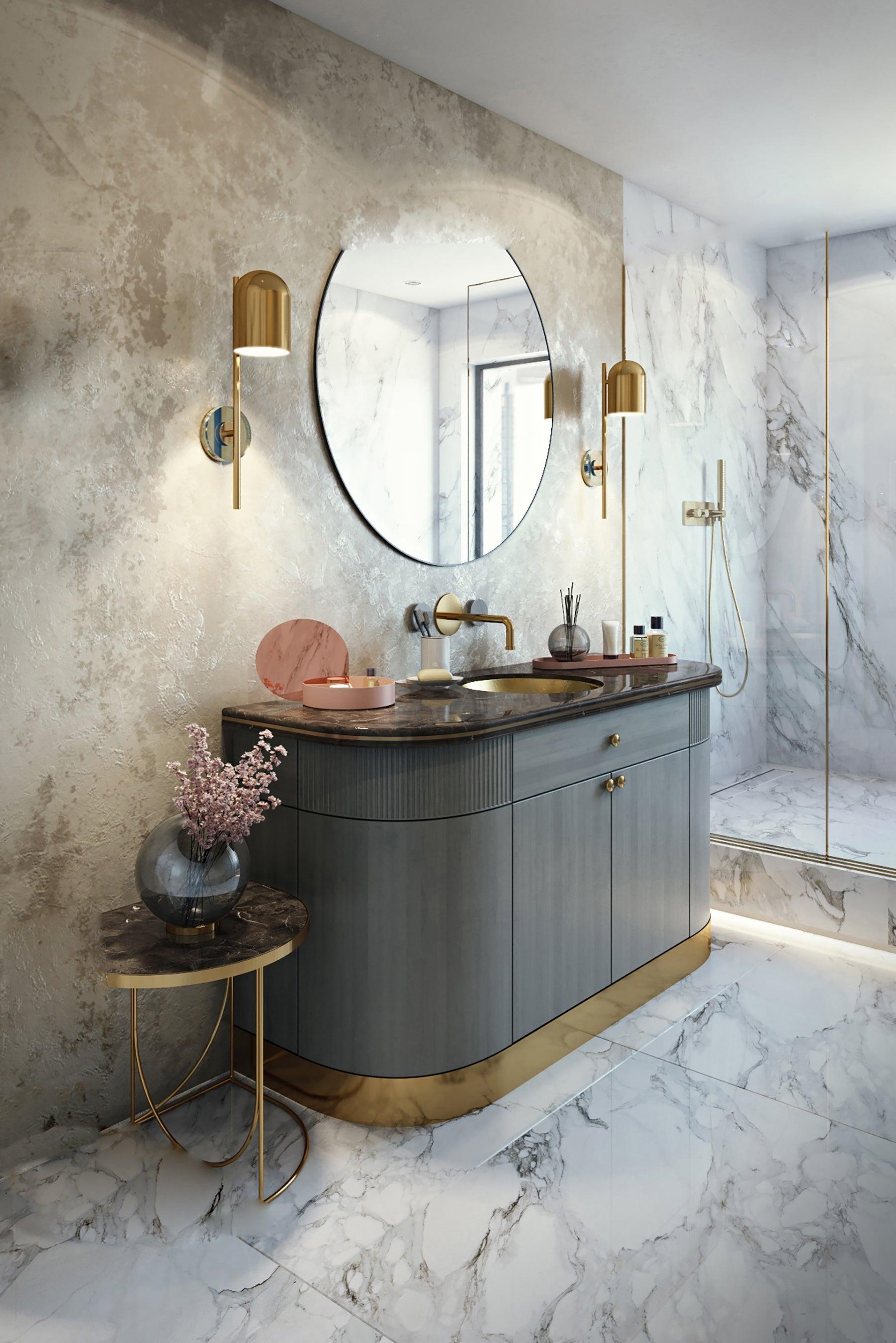 Stolik boczny SINO brązowy marmur ze złotą podstawą AYTM Eye on Design