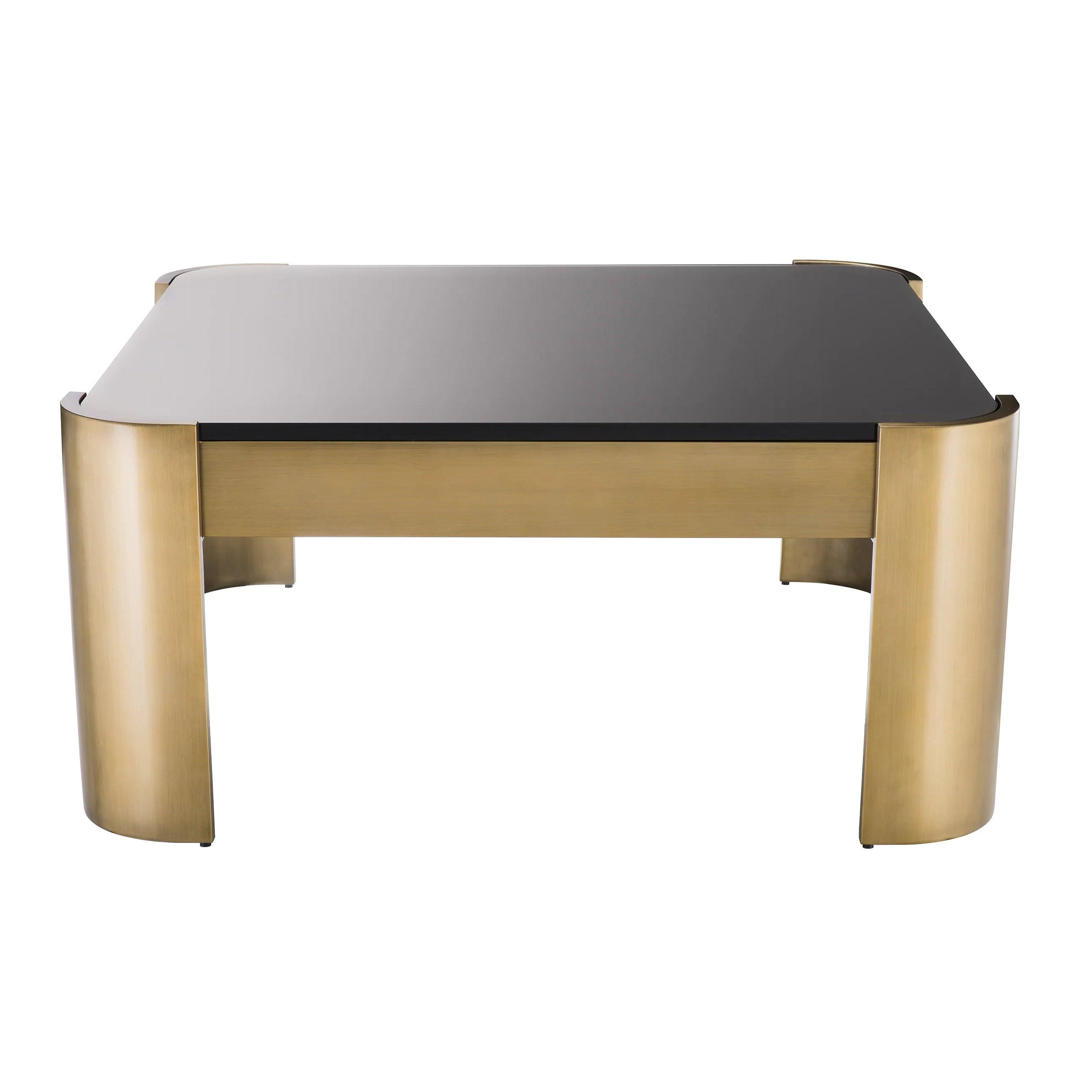 Stolik kawowy COURRIER czarne szkło z mosiężną podstawą Eichholtz Eye on Design