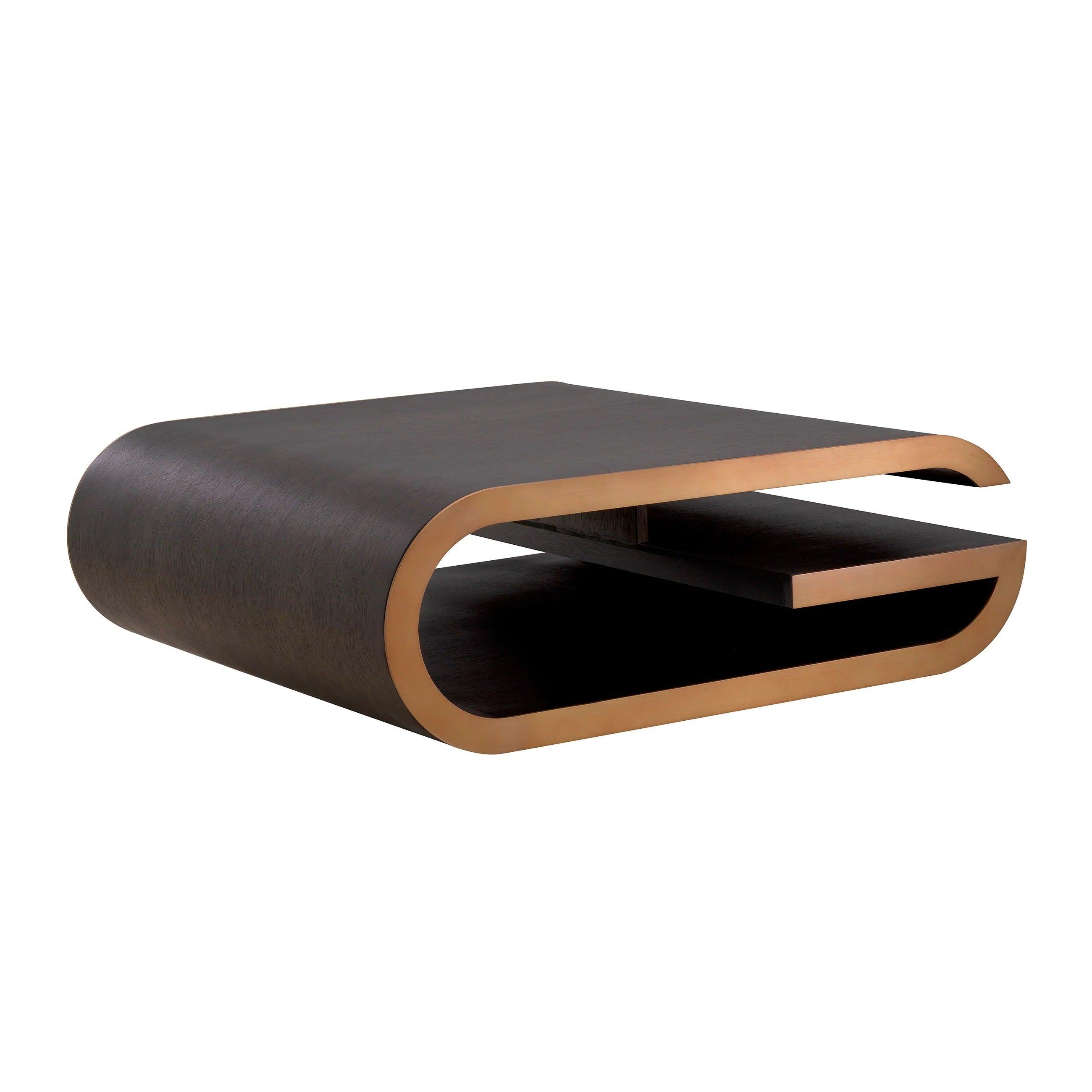 Stolik kawowy GALAN dąb mocha z mosiądzem Eichholtz Eye on Design