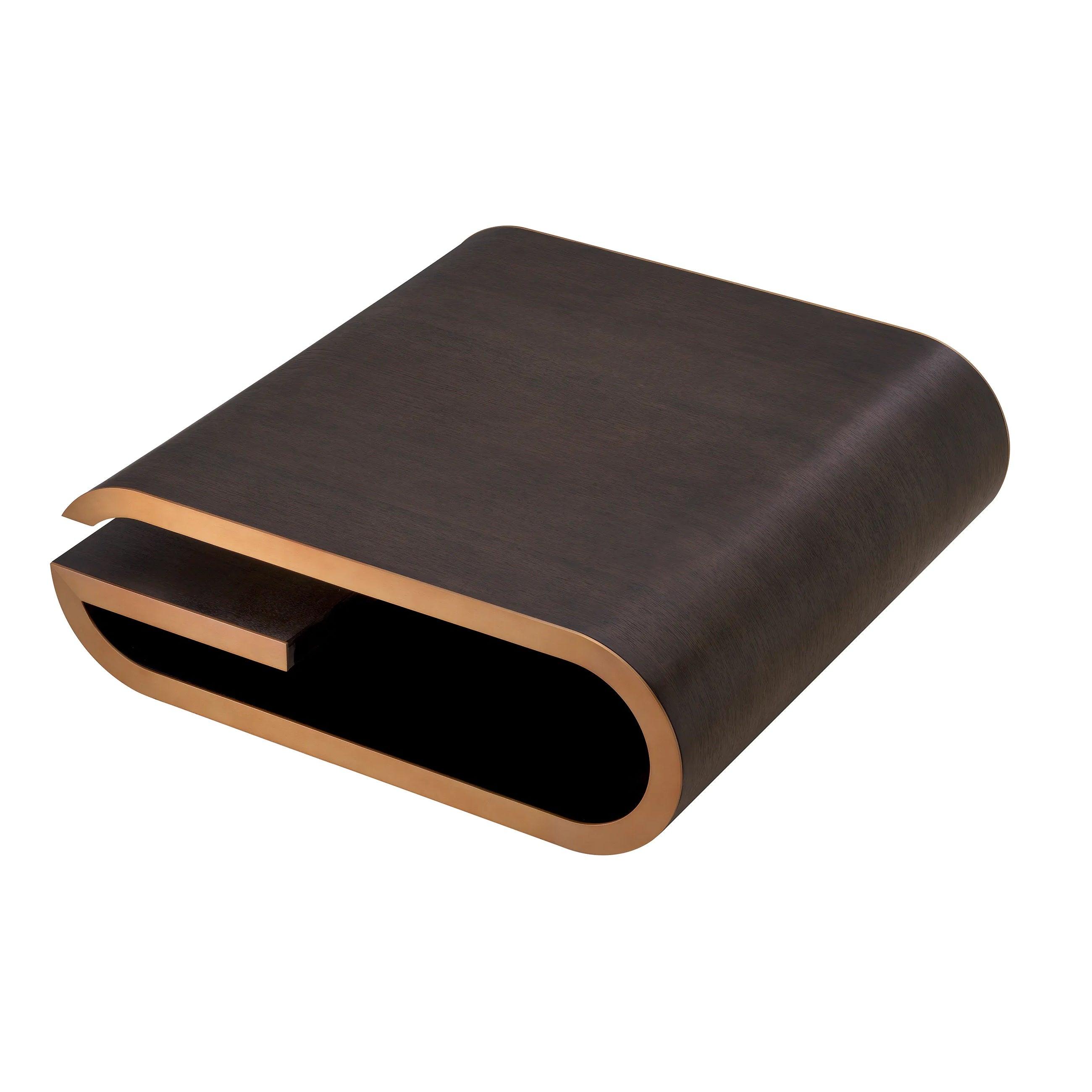 Stolik kawowy GALAN dąb mocha z mosiądzem Eichholtz Eye on Design