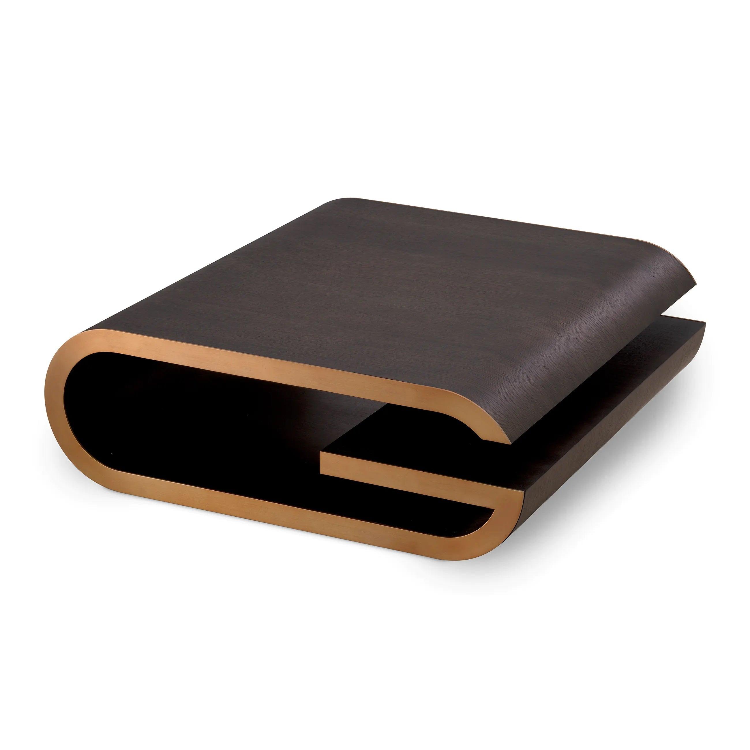 Stolik kawowy GALAN dąb mocha z mosiądzem Eichholtz Eye on Design