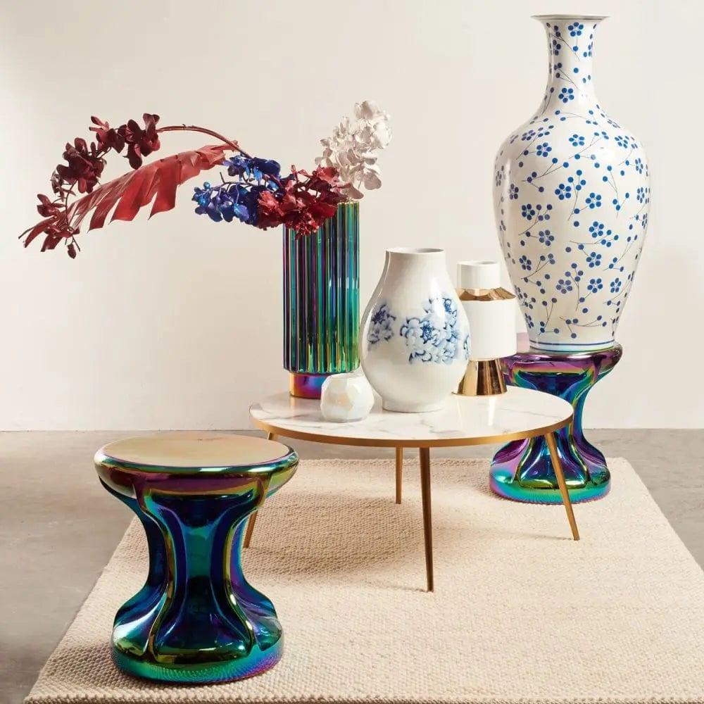 Stolik kawowy MARBLE LOOK biały ze złotą podstawą Pols Potten Eye on Design