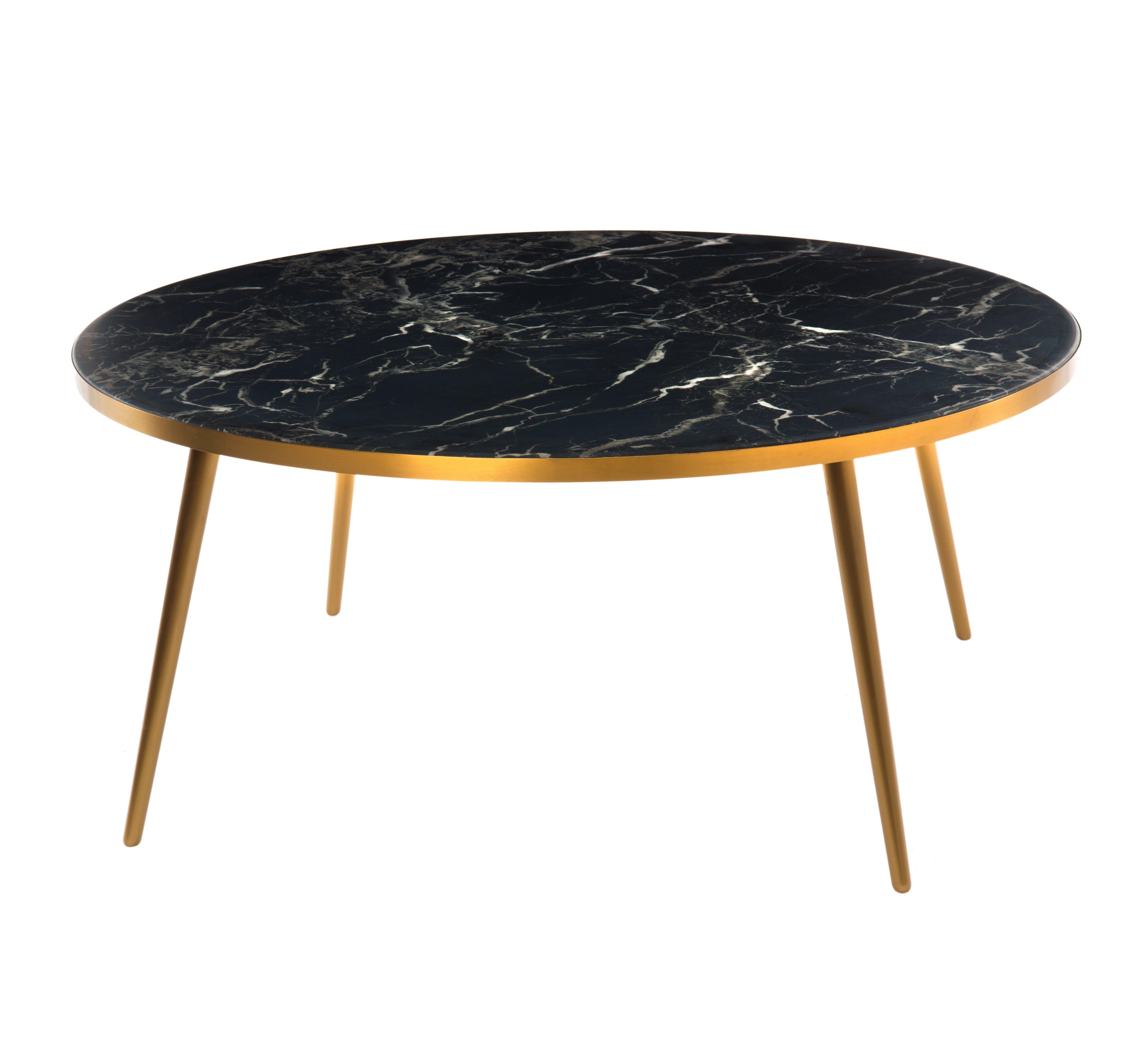 Stolik kawowy MARBLE LOOK czarny ze złotą podstawą Pols Potten Eye on Design