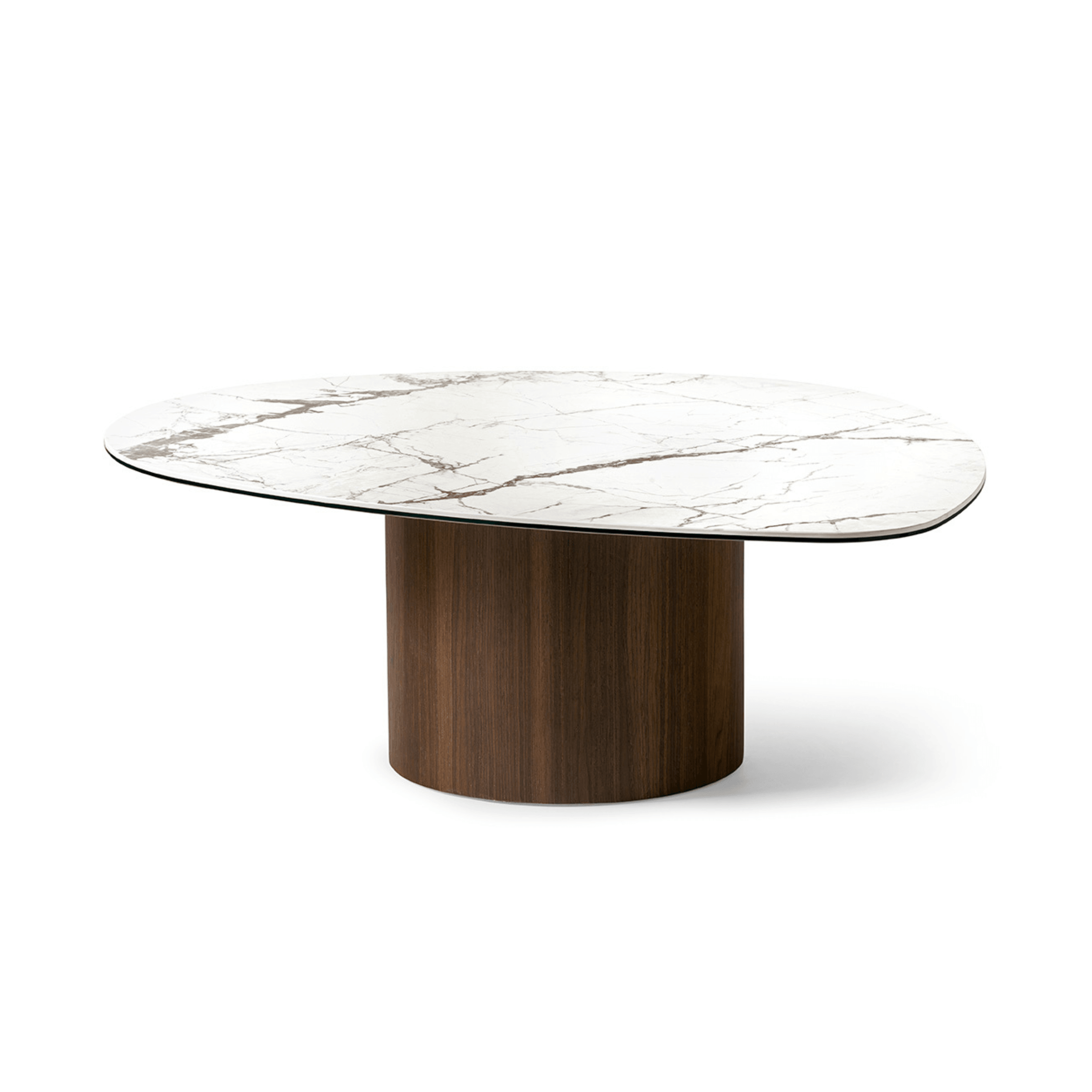 Stolik kawowy MUSHROOM ciemnobrązowa podstawa Calligaris biały ceramiczny marmur Eye on Design