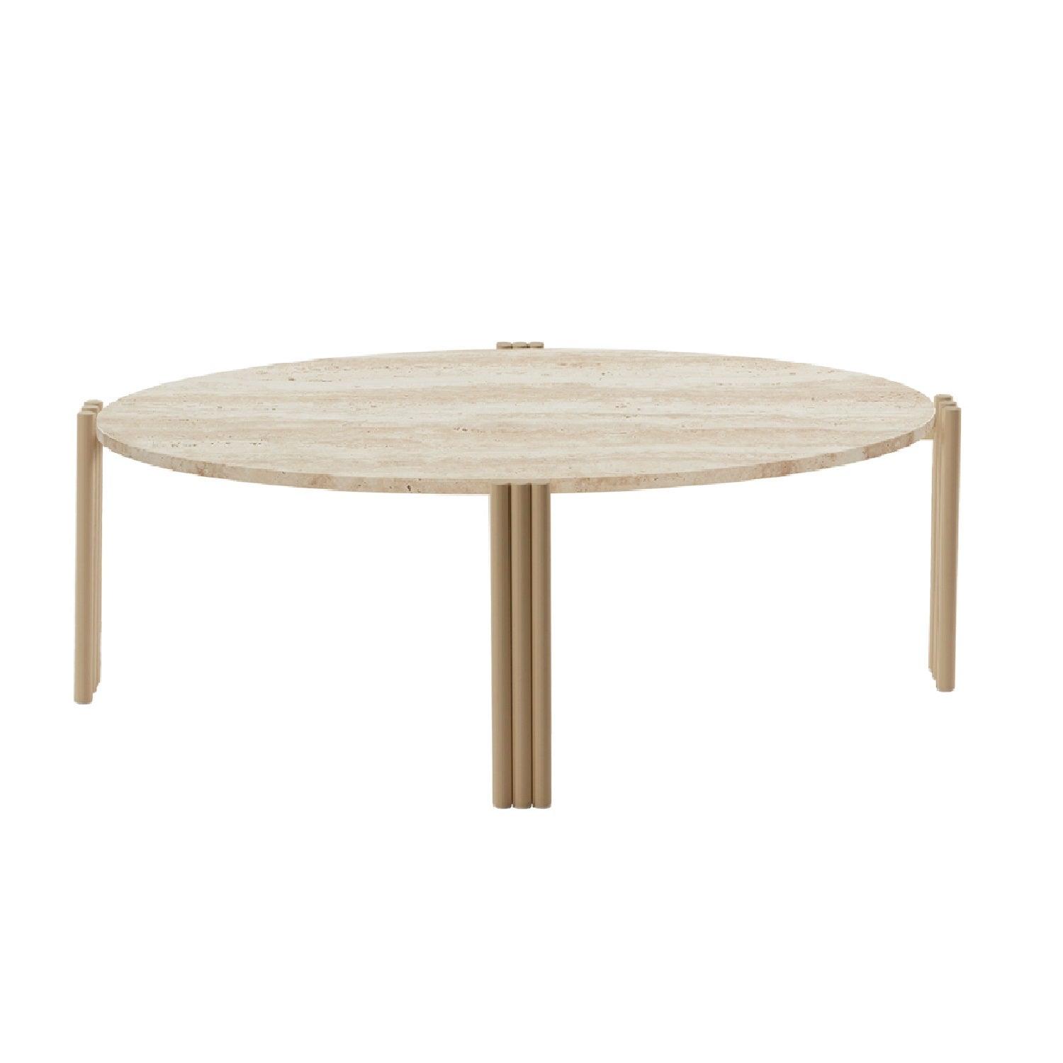 Stolik kawowy TRIBUS jasny blat z beżową podstawą AYTM Eye on Design