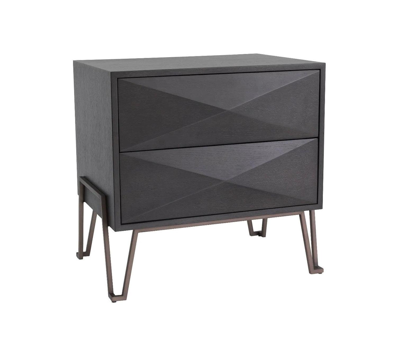 Stolik nocny HIGHLAND ciemnobrązowy fornir dębowy z mosiądzem Eichholtz Eye on Design