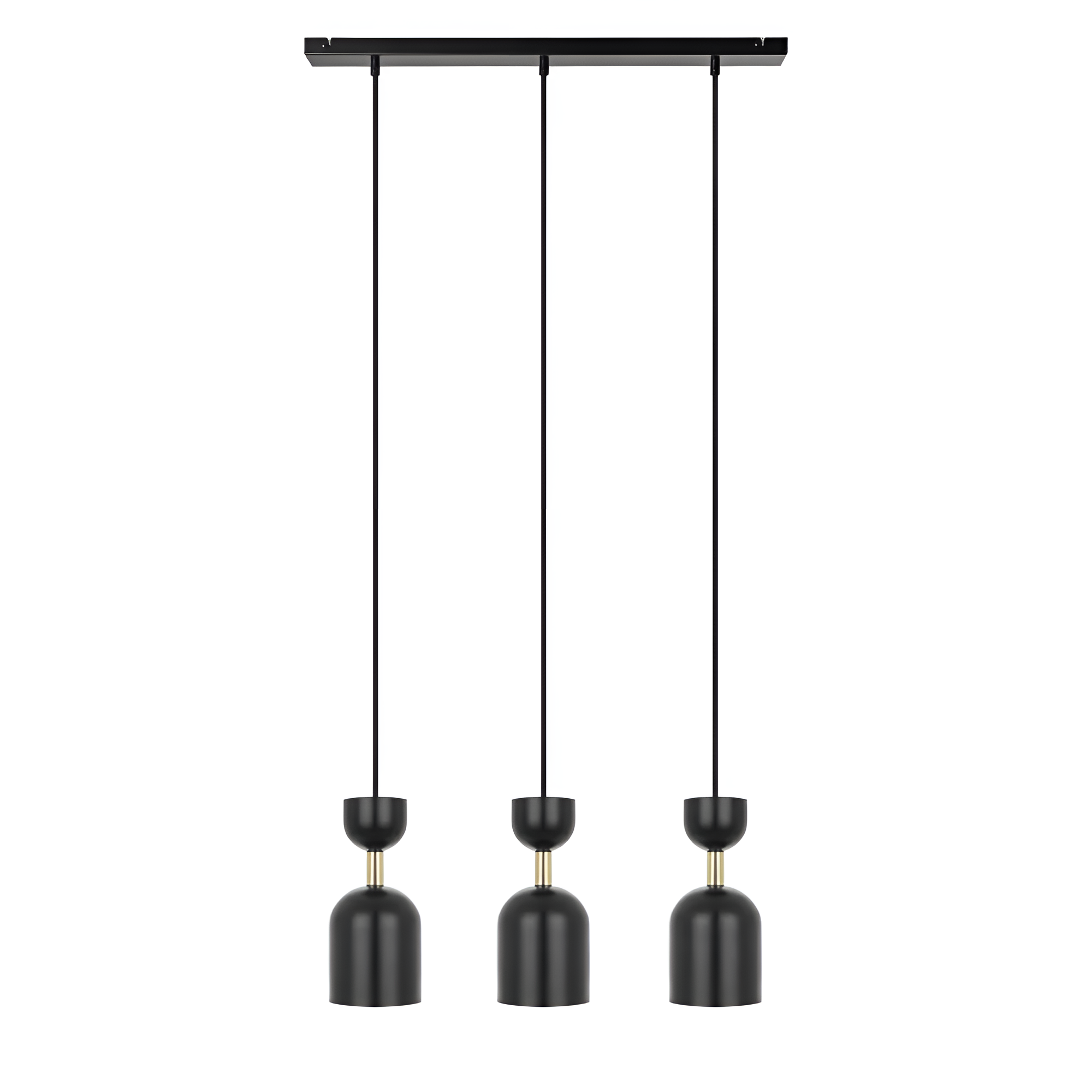 Stropná lampa SUPURU 3L čierna s mosadzným detailom