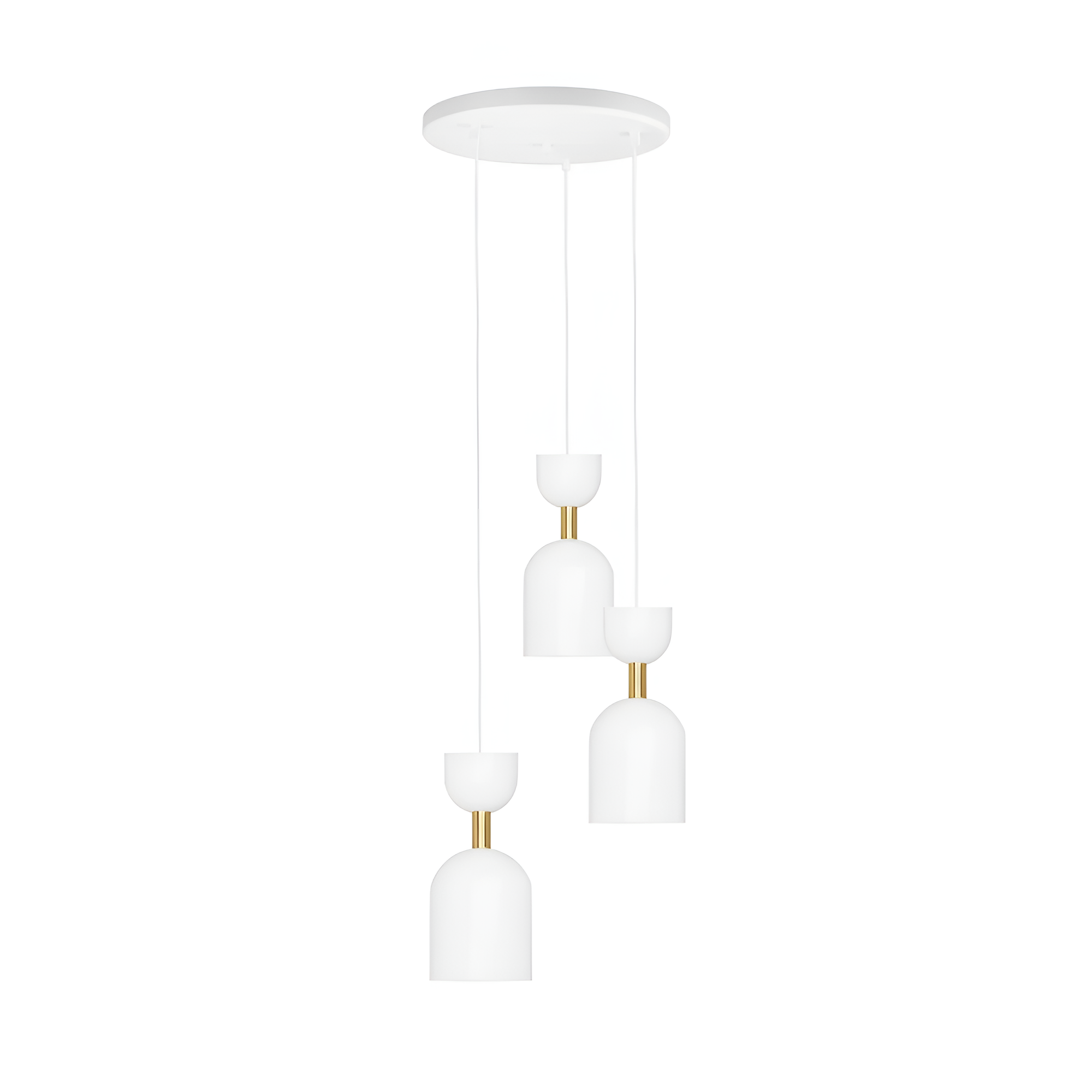 Závesná lampa SUPURU 3P biela s mosadzným detailom