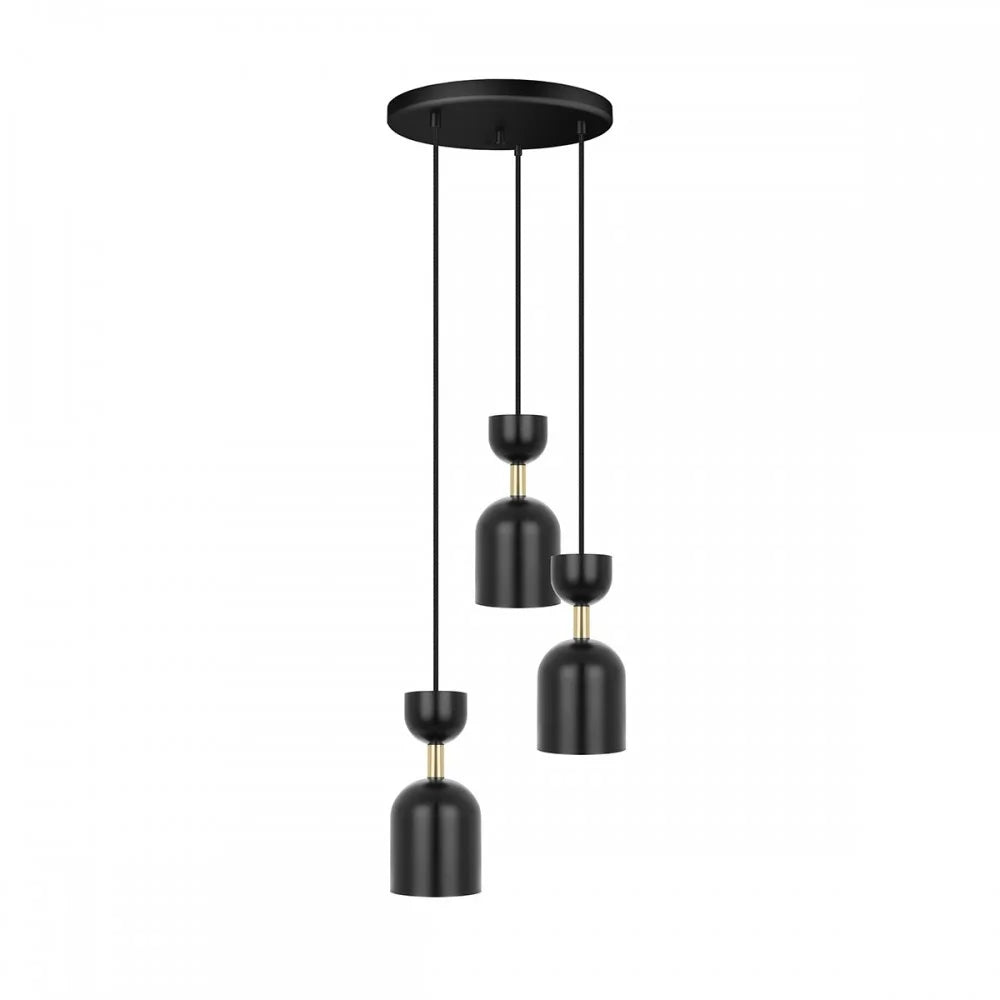 Závesná lampa SUPURU 3P čierna s mosadzným detailom