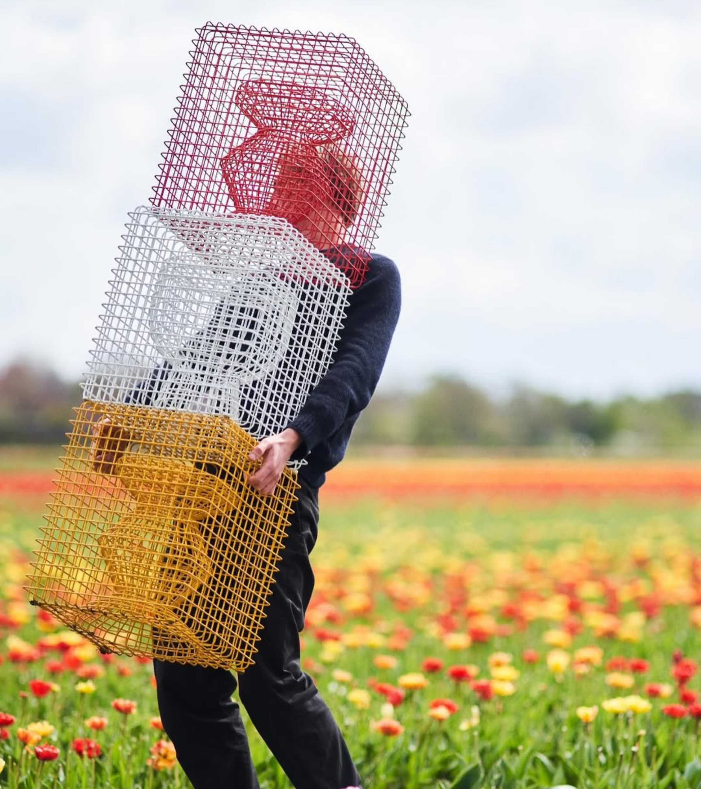 Dekoračná stolička ZIG ZAG WIRE ružová