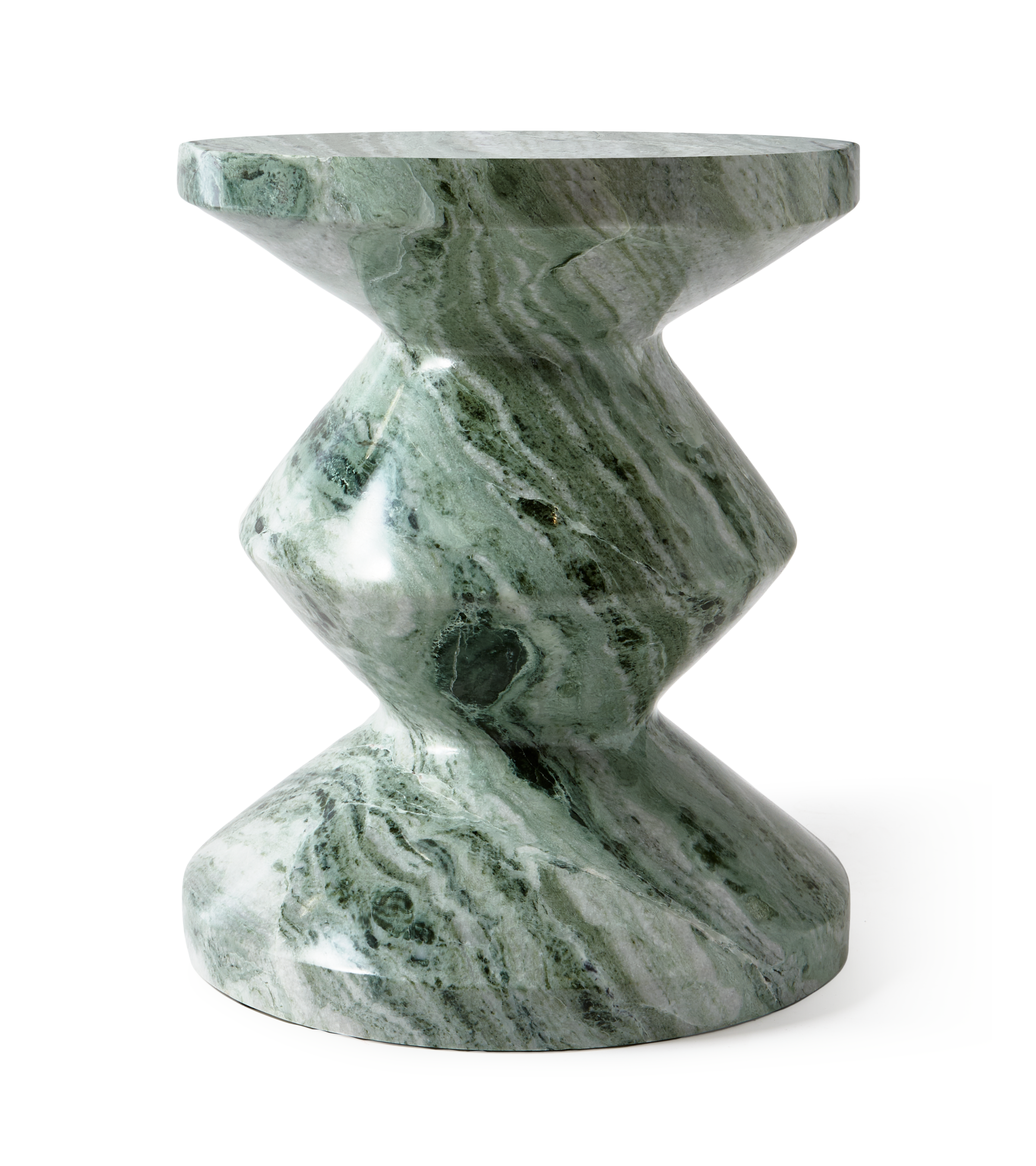 ZIG ZAG stool dark green marble