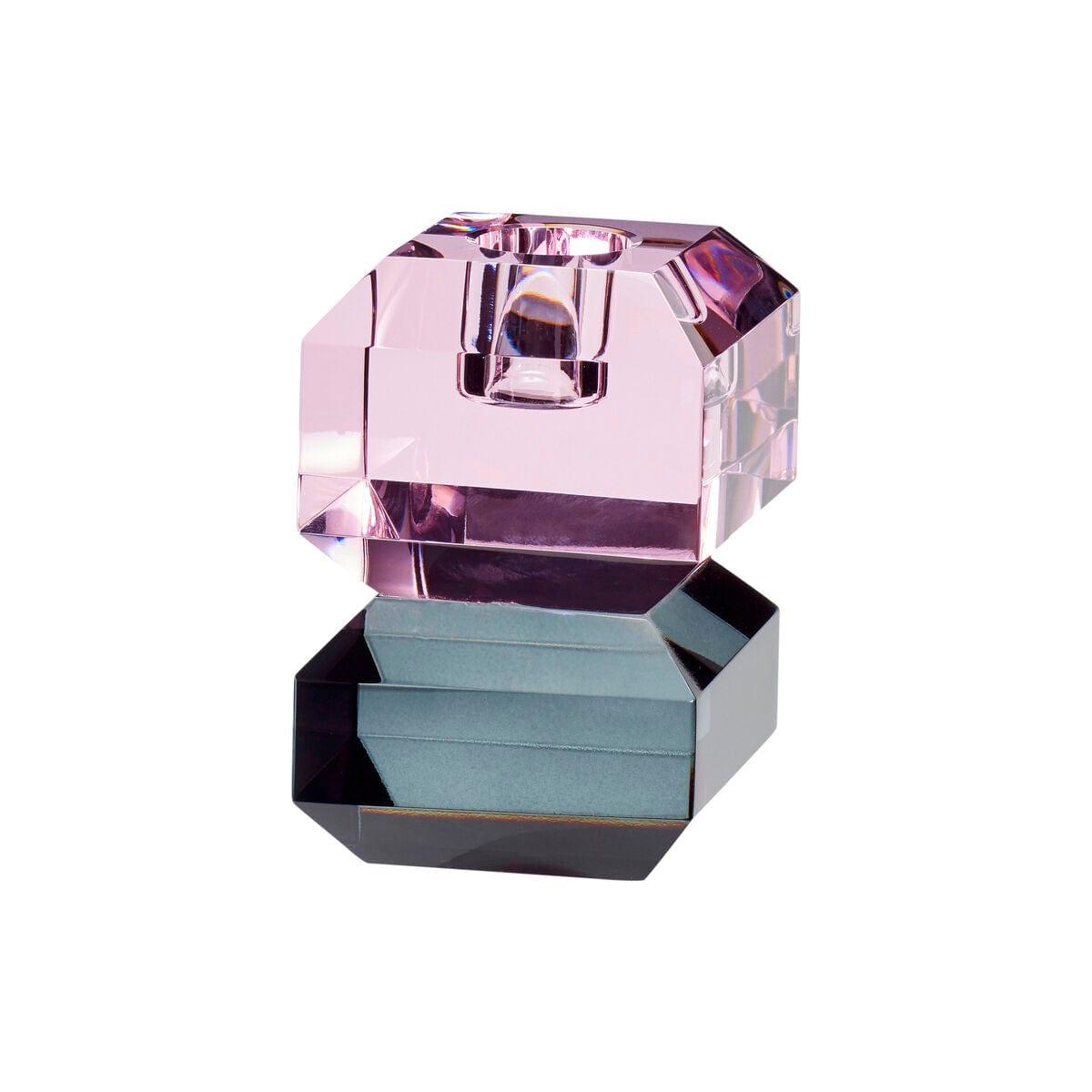Świecznik GEM różowy z czarną podstawą Hübsch Eye on Design