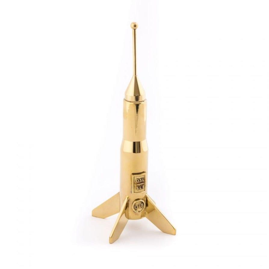 Świecznik niski COSMIC DINER LUNAR HARD ROCKET złoty Seletti Eye on Design