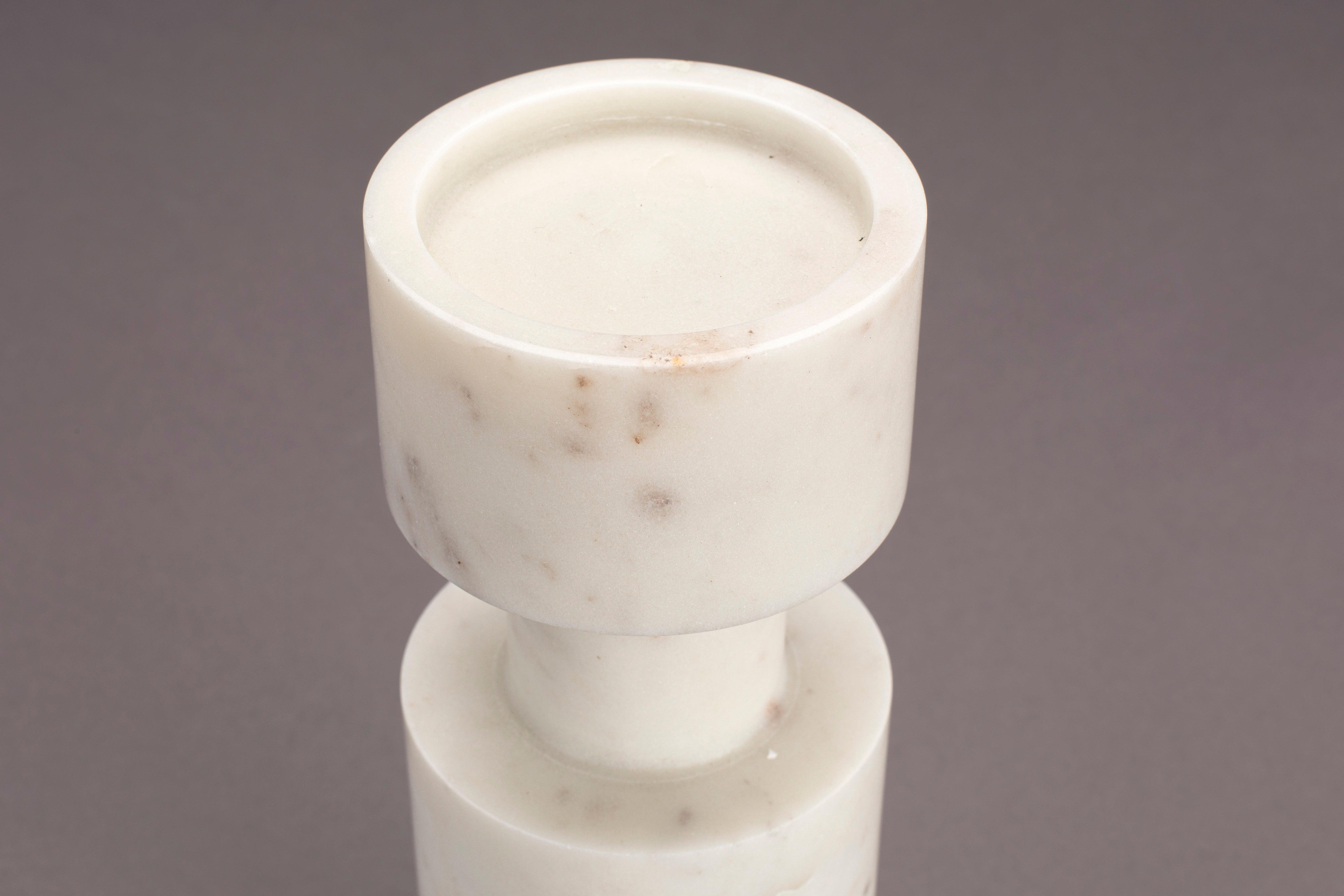 Paros Candle Holder Marble White Dutchbone Eye on Design