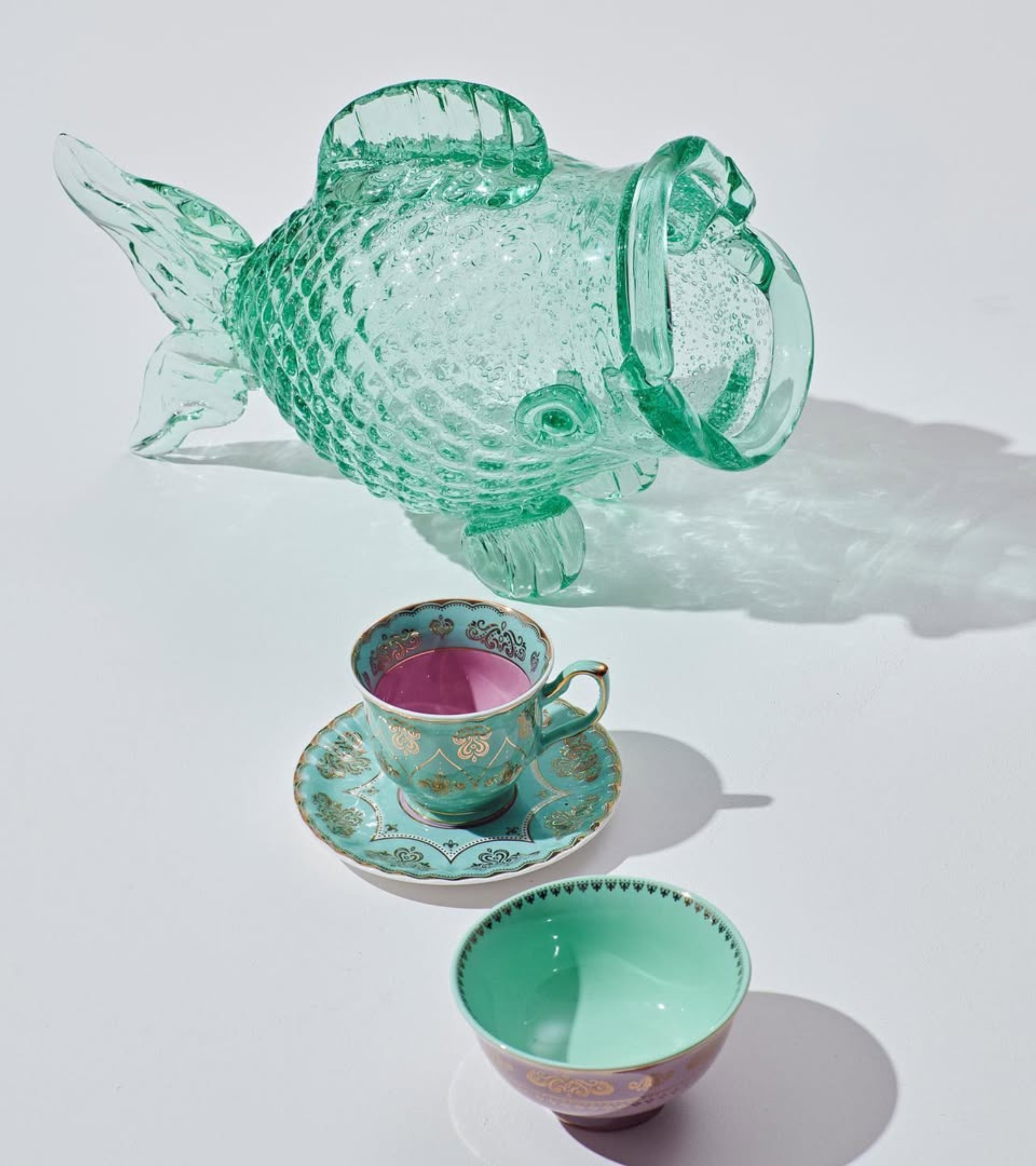 FAT FISH container green glass