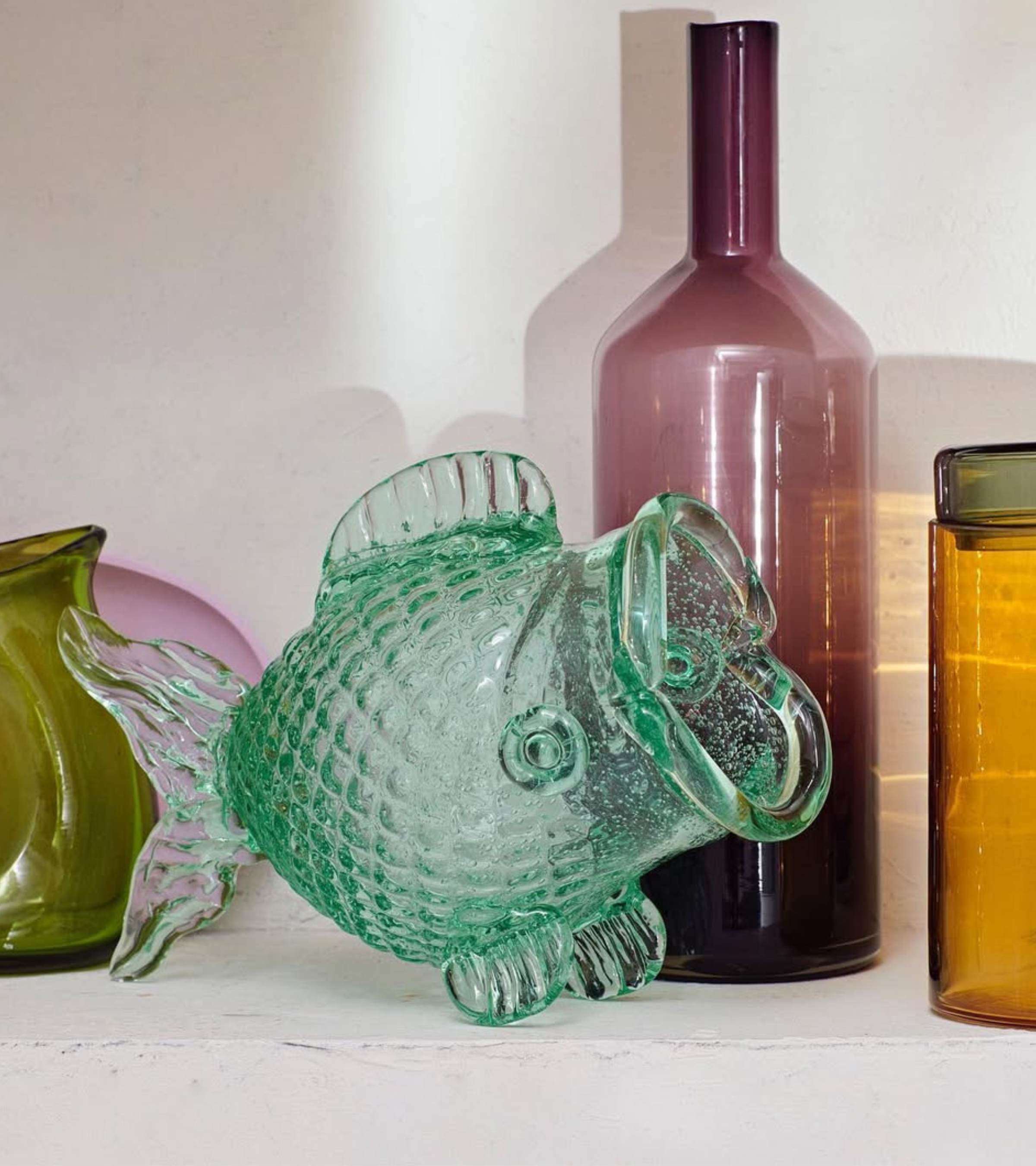 FAT FISH container green glass