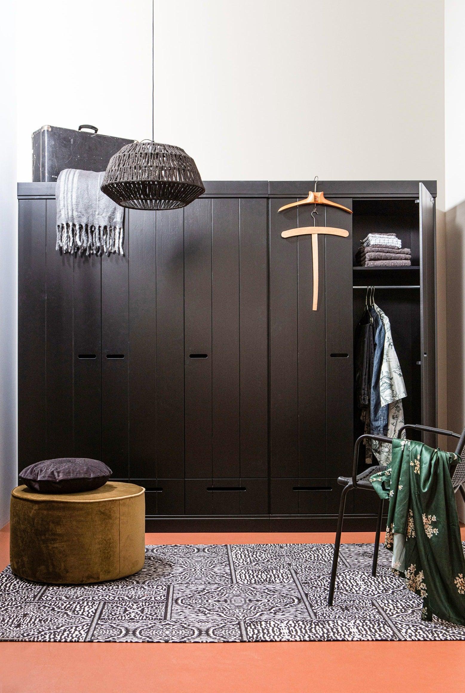 Szafa 2-drzwiowa z szufladami CONNECT czarne drewno Woood Eye on Design