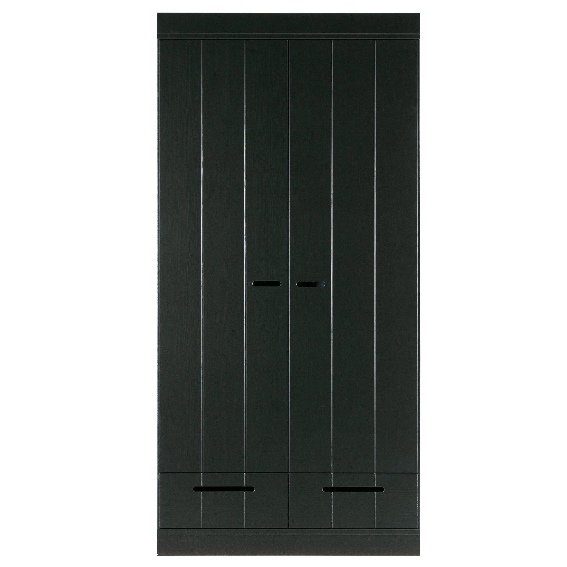 Szafa 2-drzwiowa z szufladami CONNECT czarne drewno Woood Eye on Design