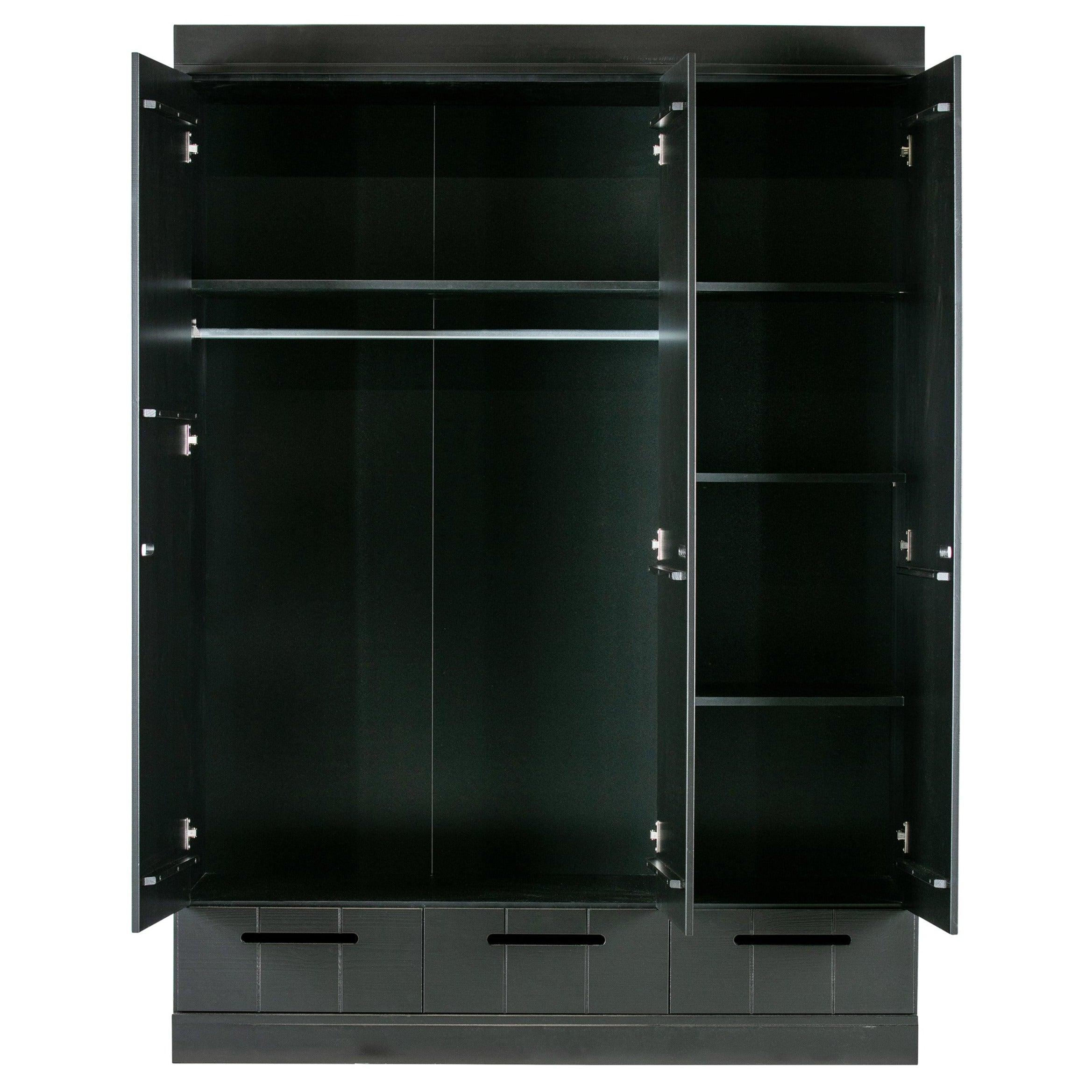 Szafa 3-drzwiowa z szufladami CONNECT czarny Woood Eye on Design