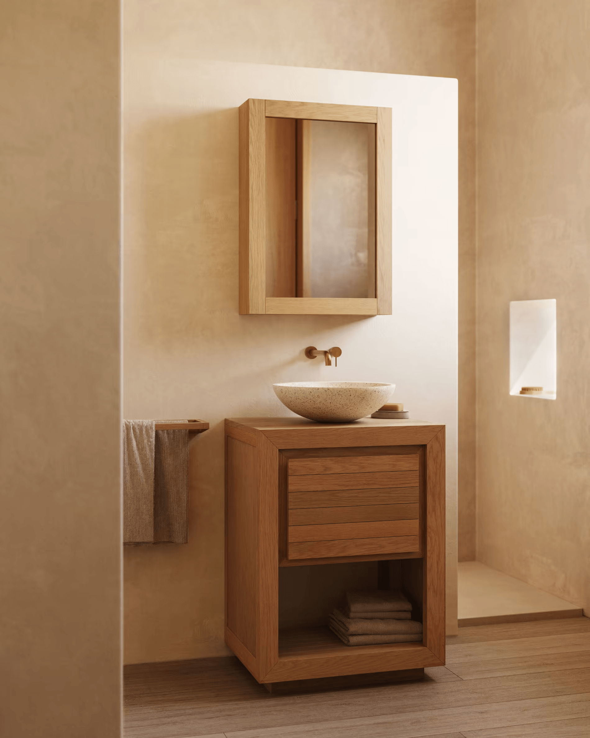 Szafka łazienkowa SAULA lite drewno tekowe La Forma Eye on Design
