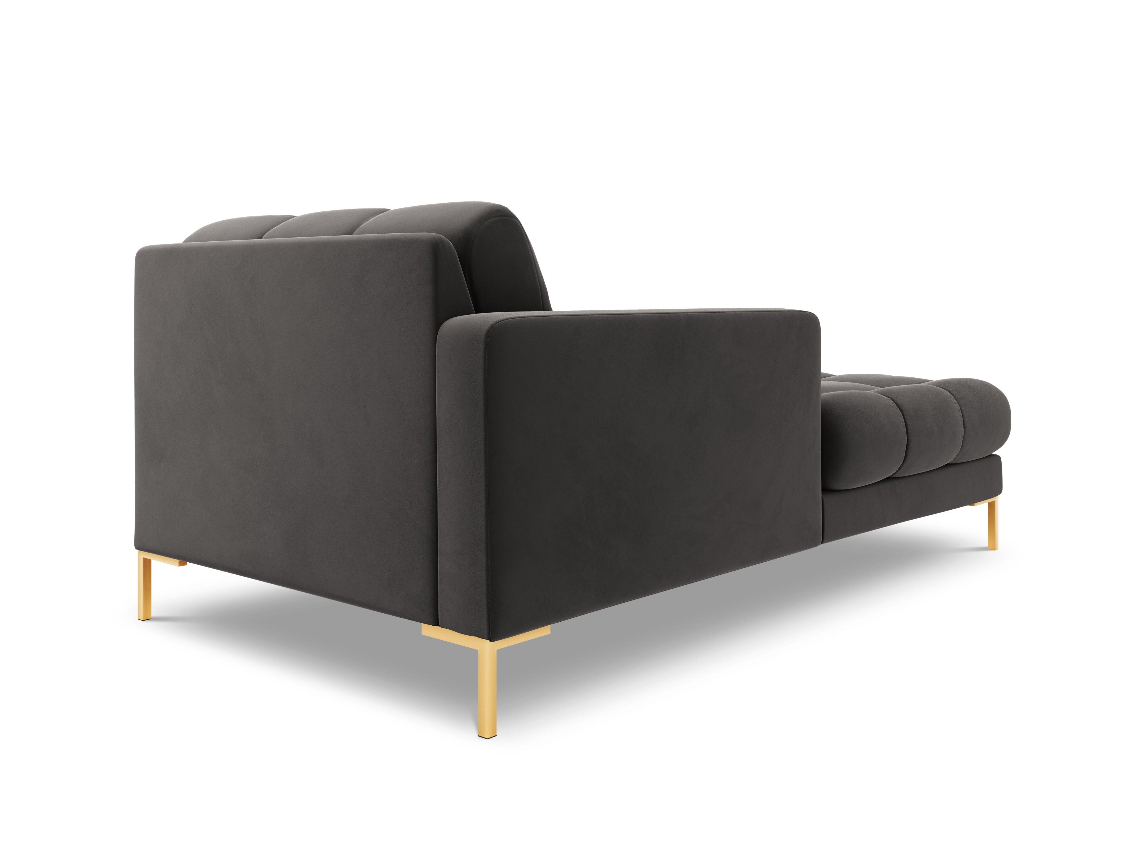 Szezlong aksamitny lewostronny BALI ciemnoszary ze złotą podstawą Cosmopolitan Design Eye on Design