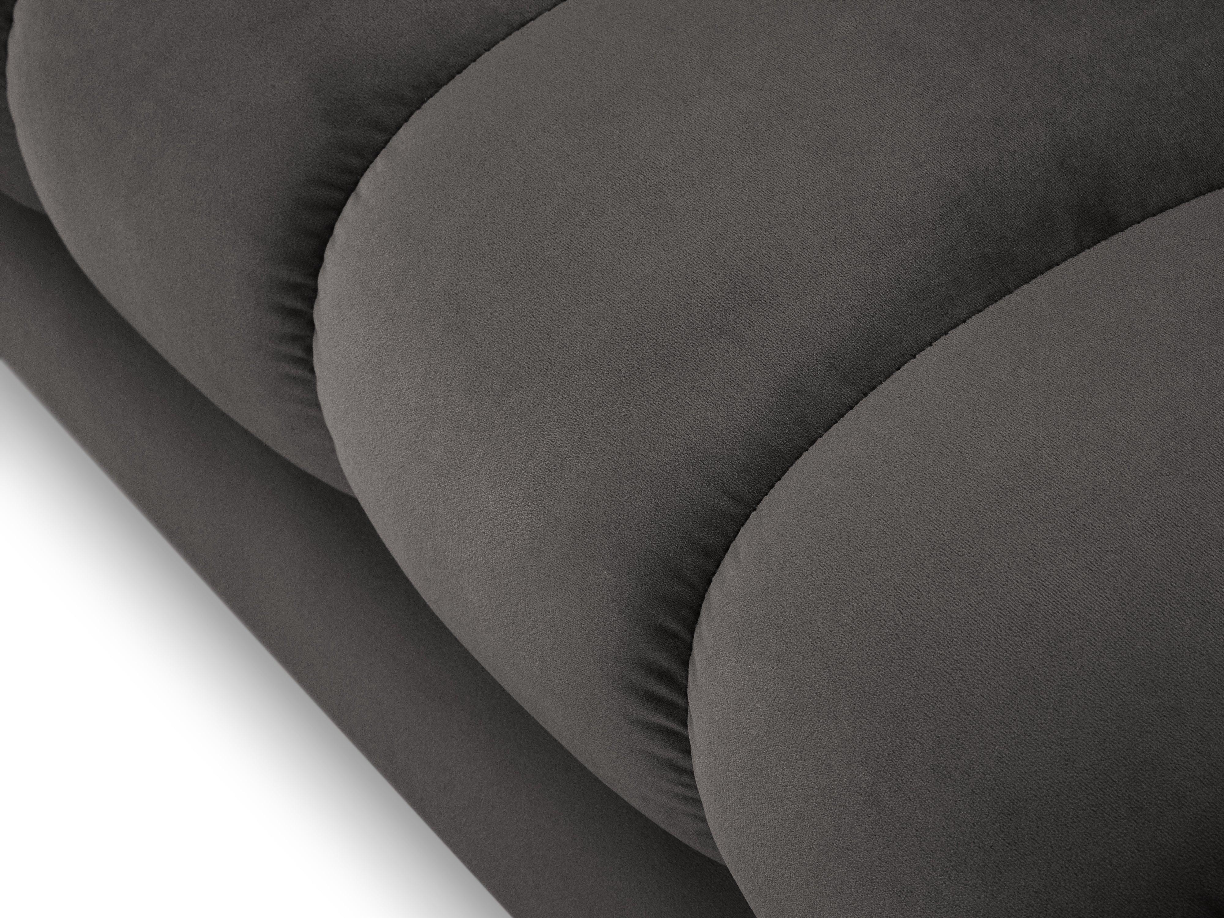 Szezlong aksamitny lewostronny BALI ciemnoszary ze złotą podstawą Cosmopolitan Design Eye on Design