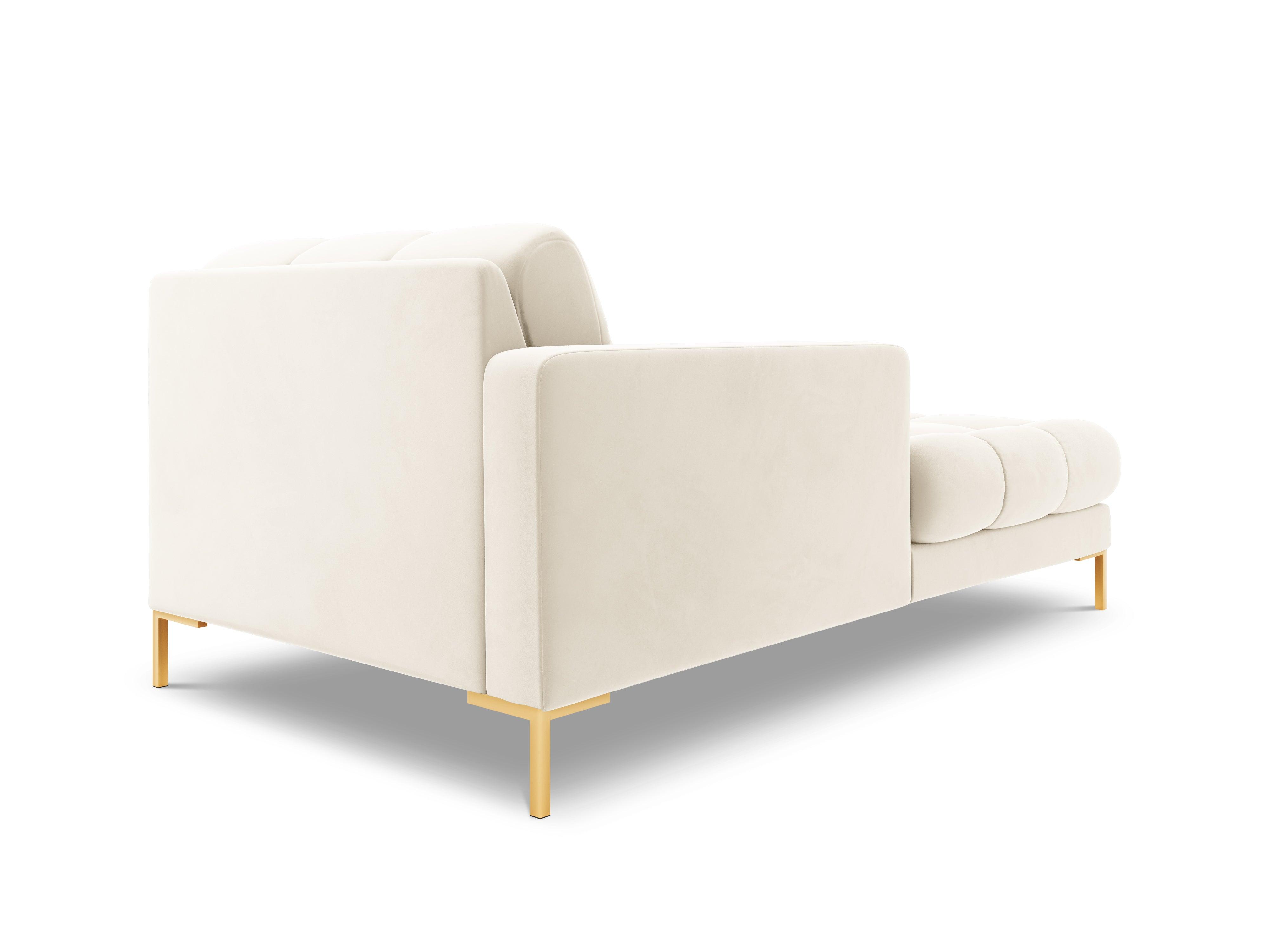 Szezlong aksamitny lewostronny BALI jasnobeżowy ze złotą podstawą Cosmopolitan Design Eye on Design