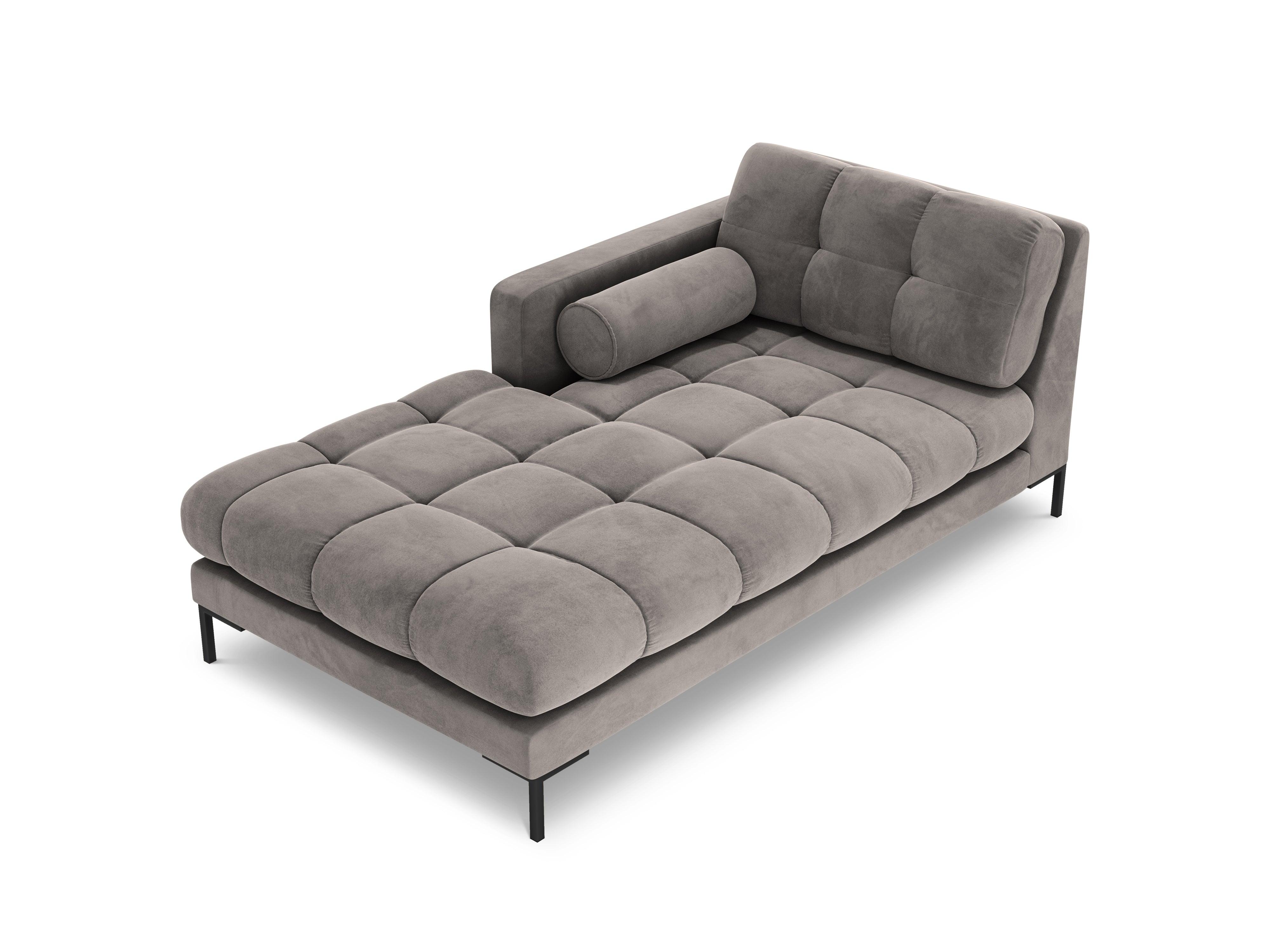 Szezlong aksamitny lewostronny BALI jasnoszary z czarną podstawą Cosmopolitan Design Eye on Design