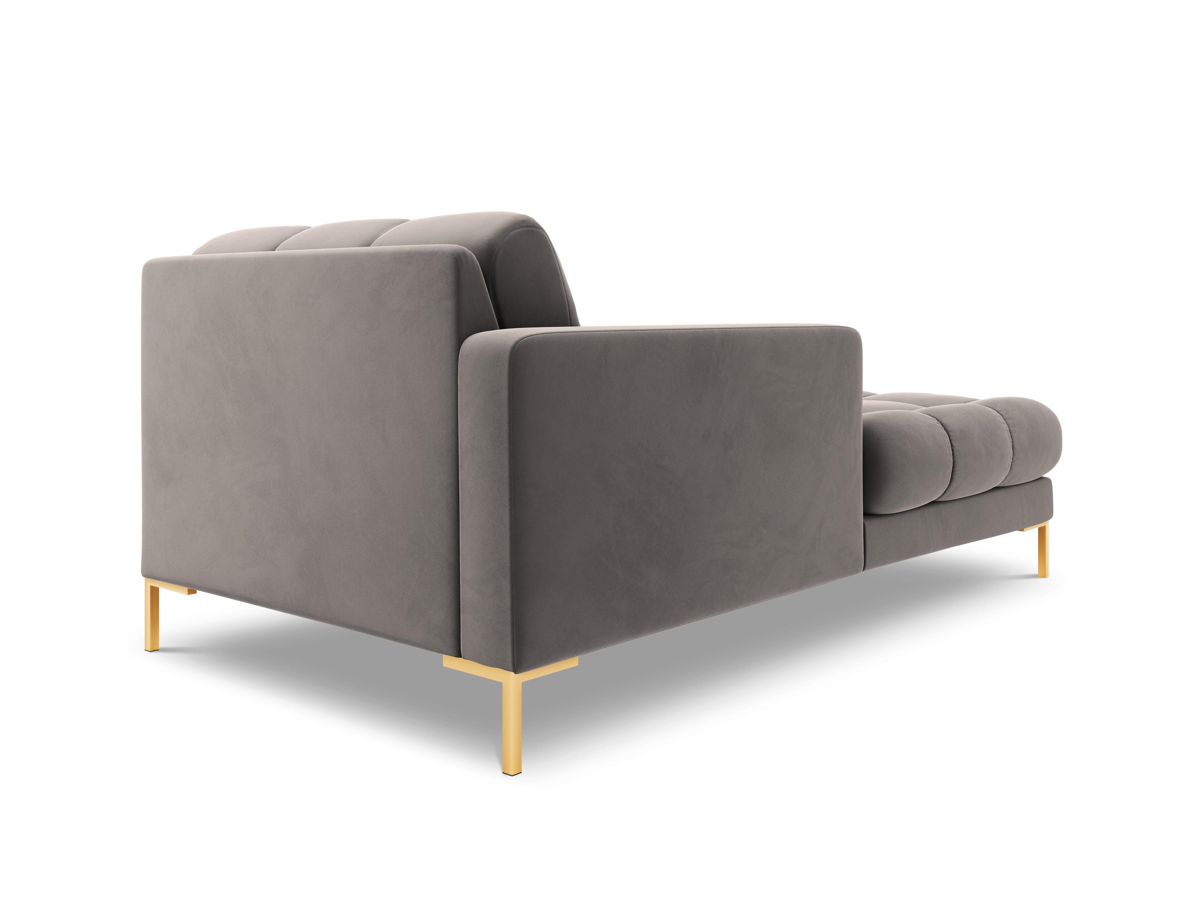 Szezlong aksamitny lewostronny BALI jasnoszary ze złotą podstawą Cosmopolitan Design Eye on Design