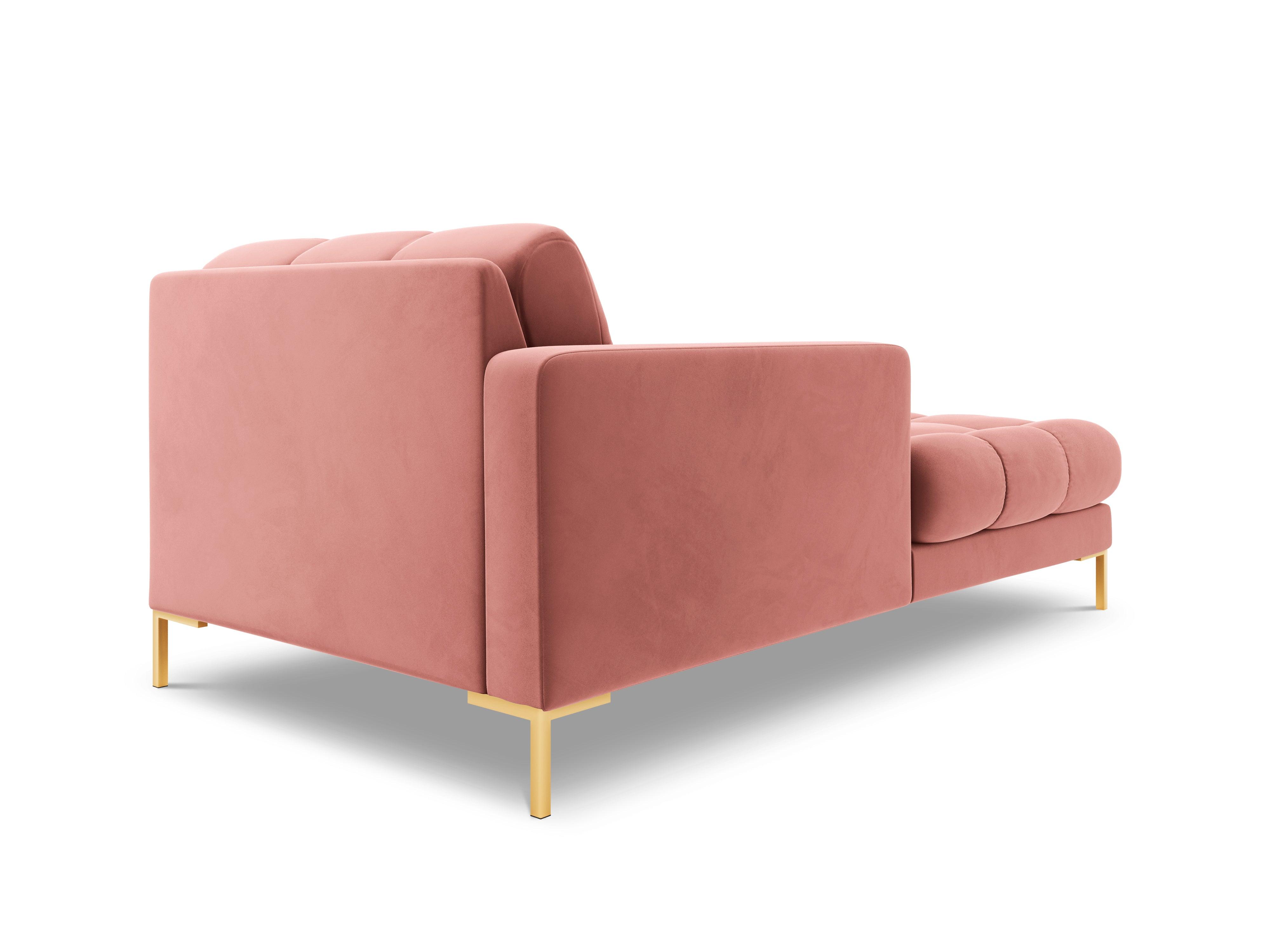 Szezlong aksamitny lewostronny BALI różowy ze złotą podstawą Cosmopolitan Design Eye on Design