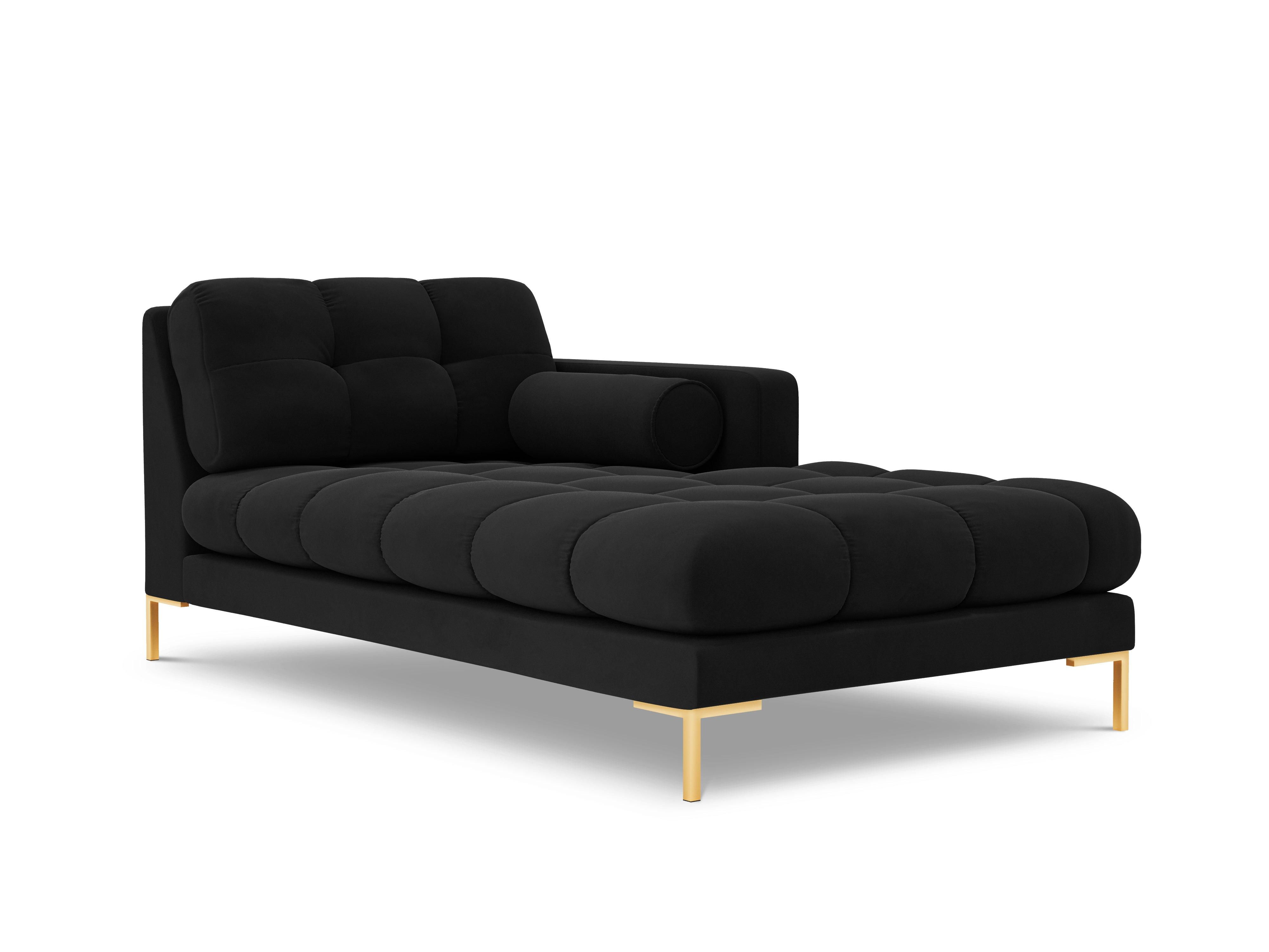 Szezlong aksamitny prawostronny BALI czarny ze złotą podstawą Cosmopolitan Design Eye on Design