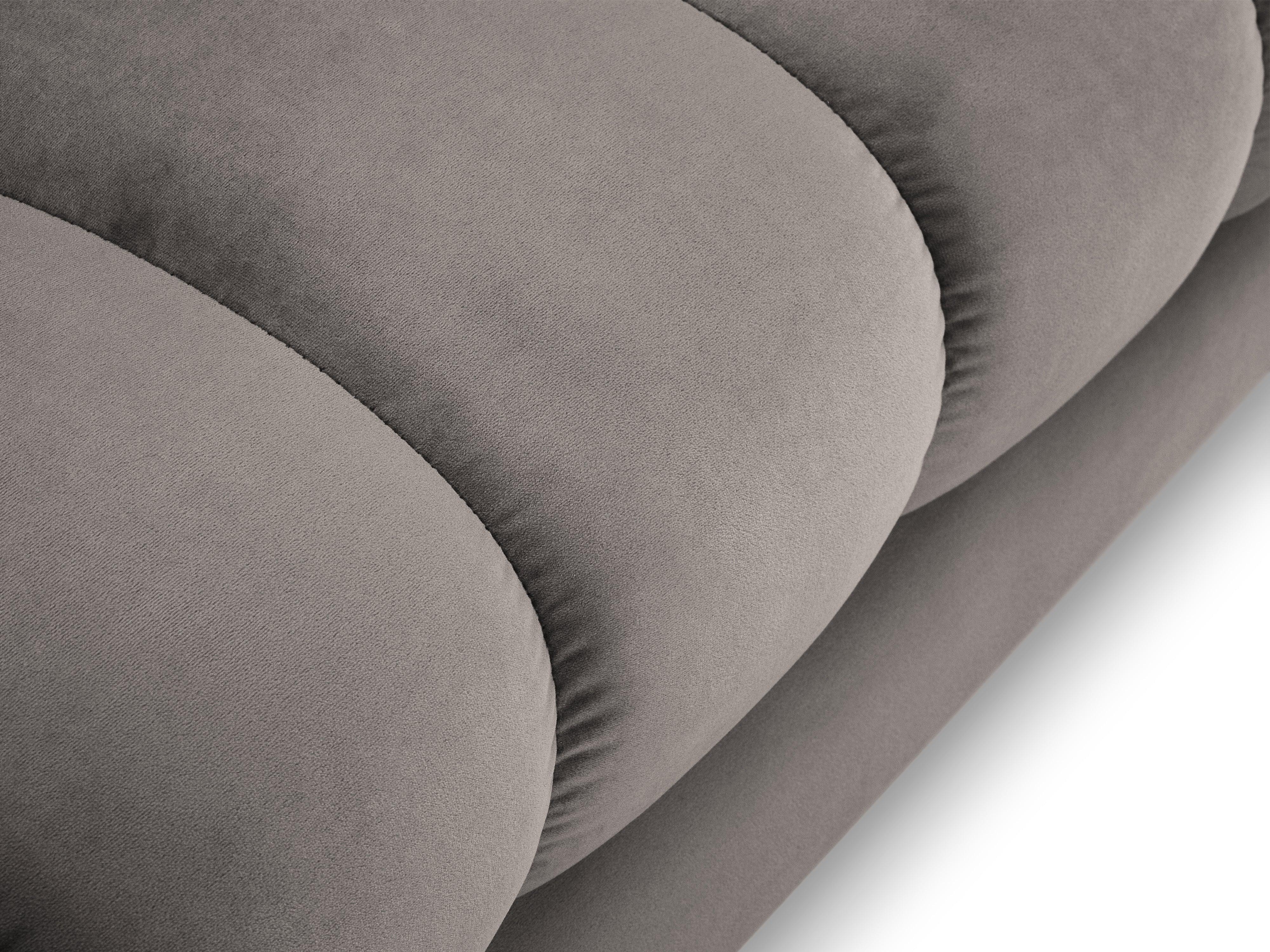 Szezlong aksamitny prawostronny BALI jasnoszary z czarną podstawą Cosmopolitan Design Eye on Design