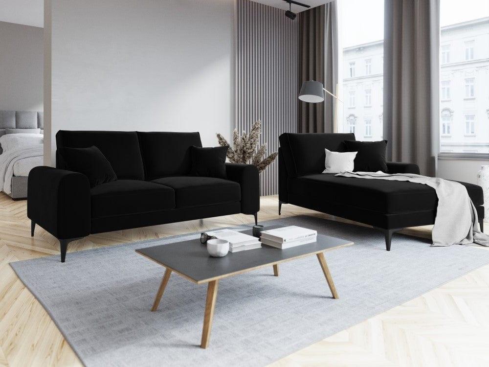 Szezlong aksamitny prawostronny MADARA czarny z czarną podstawą Mazzini Sofas Eye on Design