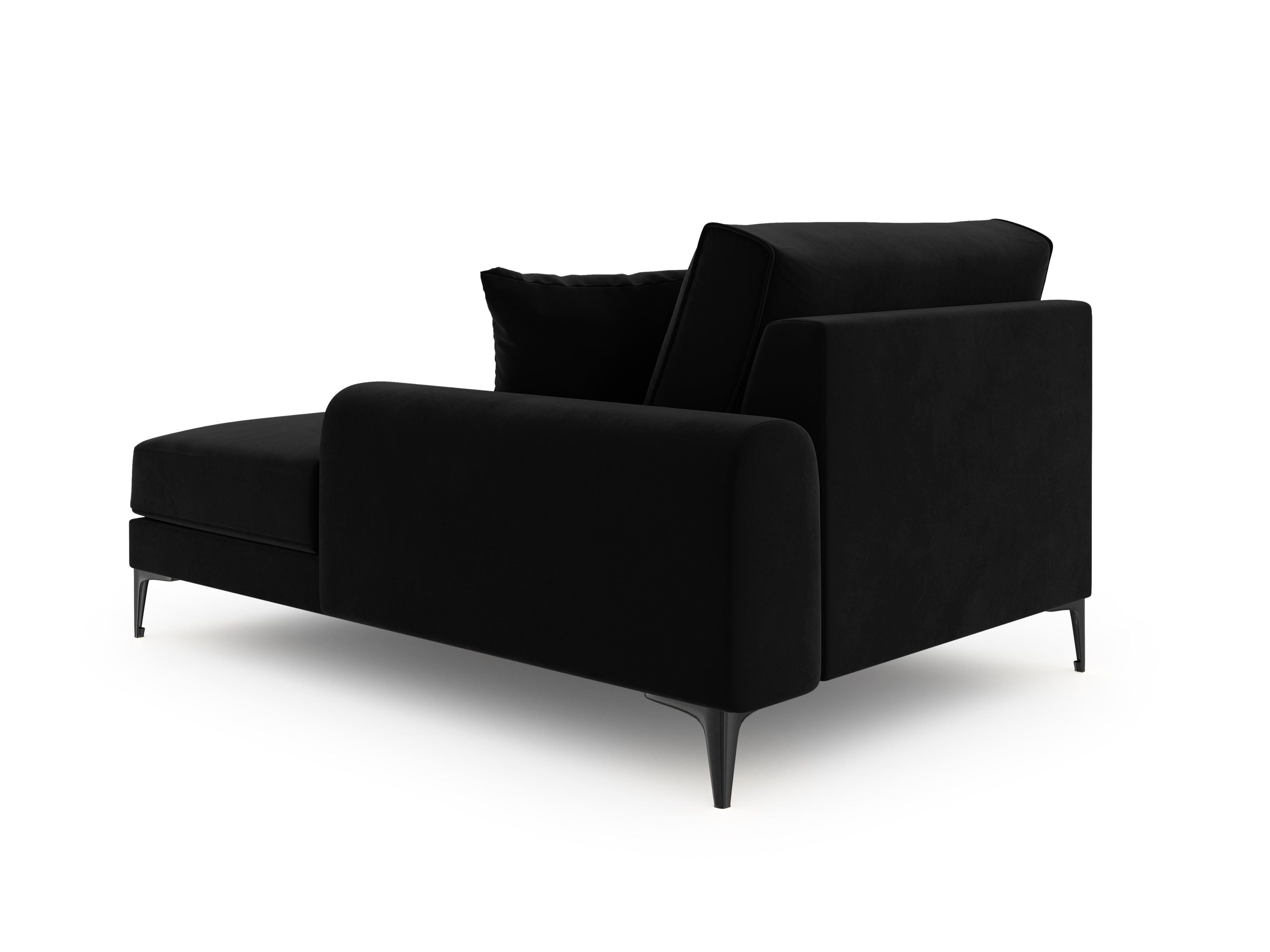 Szezlong aksamitny prawostronny MADARA czarny z czarną podstawą Mazzini Sofas Eye on Design