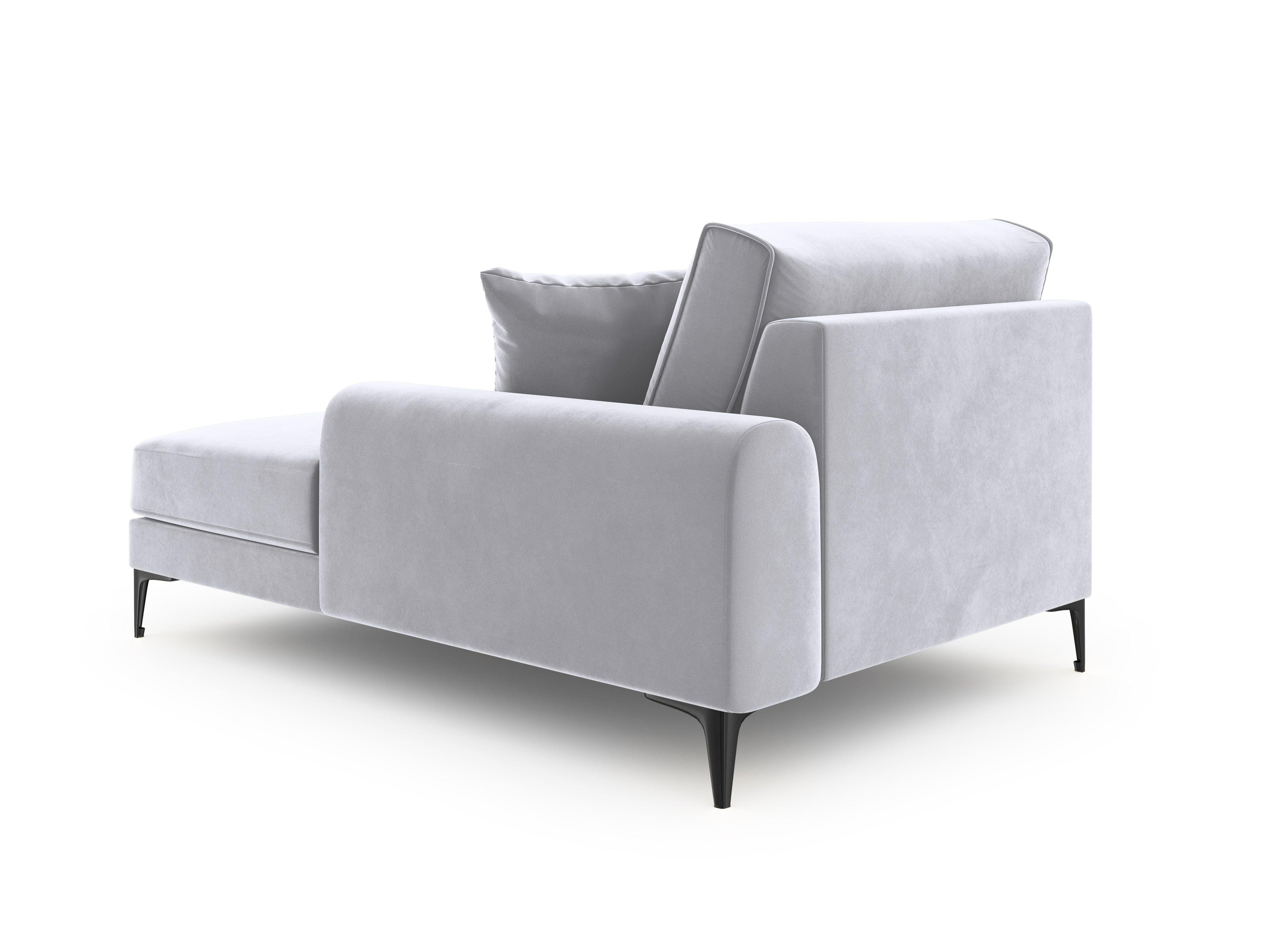 Szezlong aksamitny prawostronny MADARA srebrny z czarną podstawą Mazzini Sofas Eye on Design