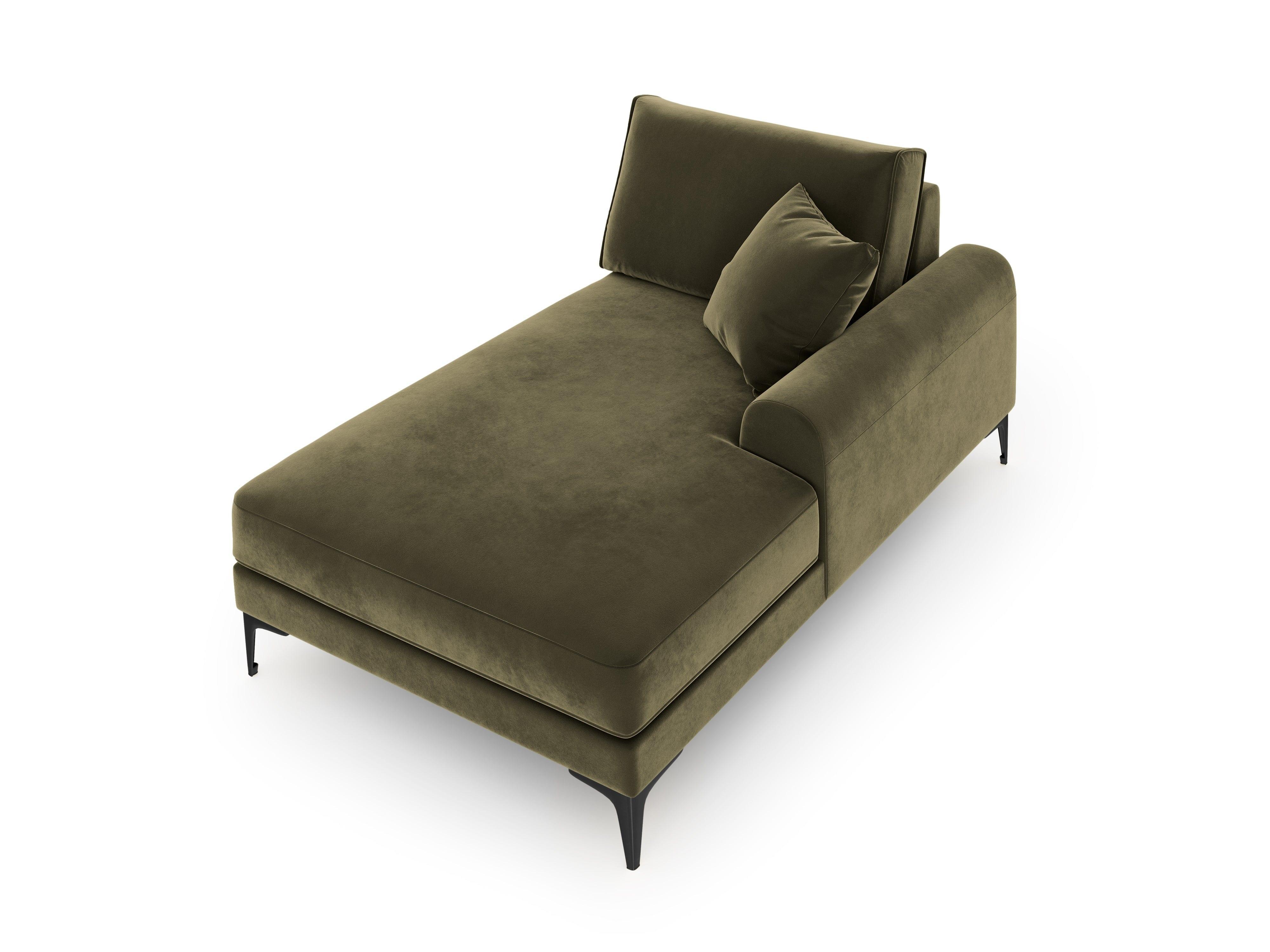 Szezlong aksamitny prawostronny MADARA zielony z czarną podstawą Mazzini Sofas Eye on Design