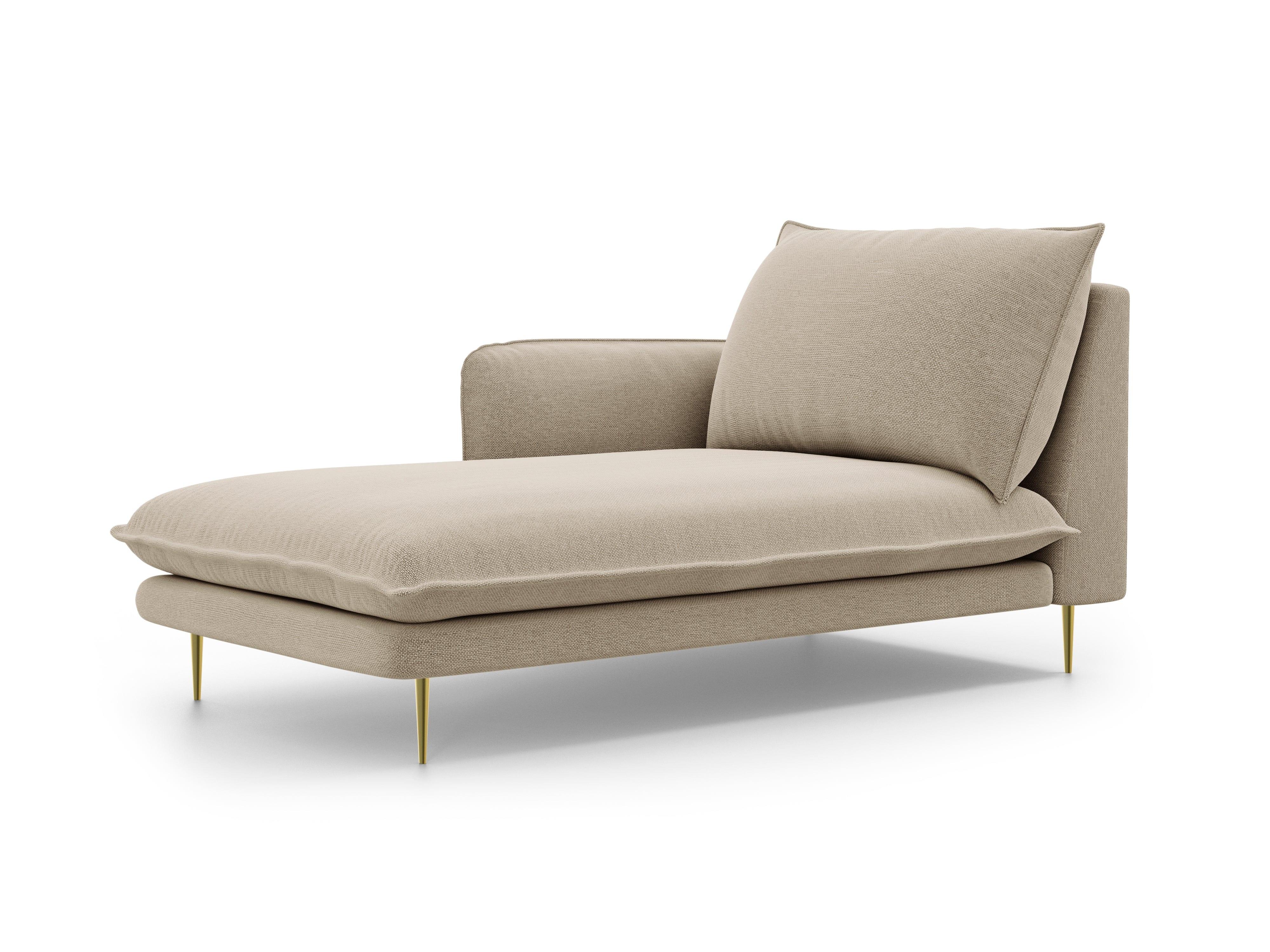 Szezlong lewostronny VIENNA beżowy ze złotą podstawą Cosmopolitan Design Eye on Design