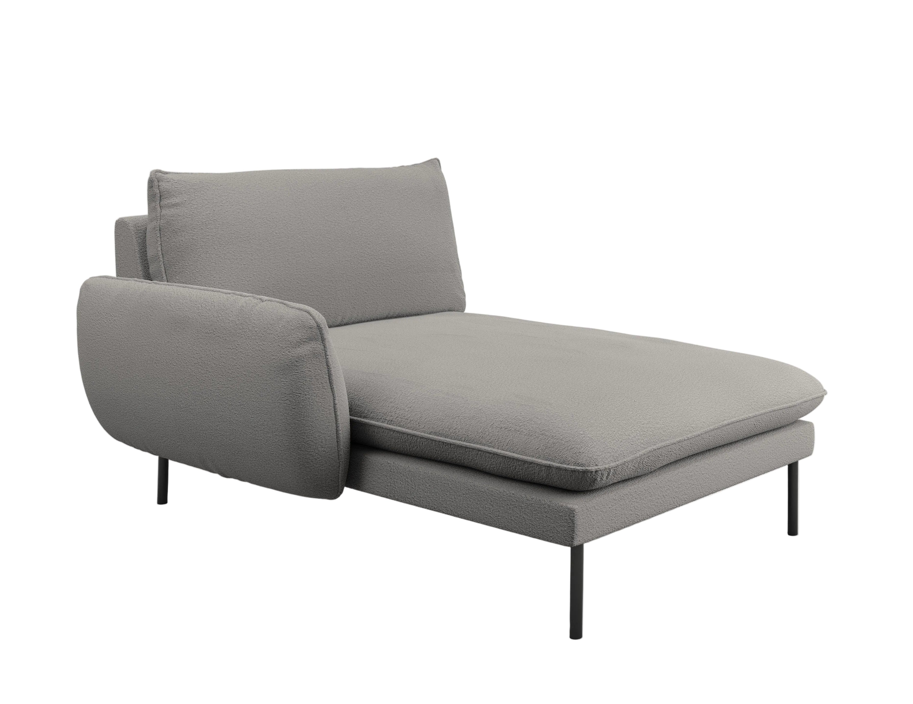 Szezlong w tkaninie boucle lewostronny VIENNA szary z czarną podstawą Cosmopolitan Design Eye on Design